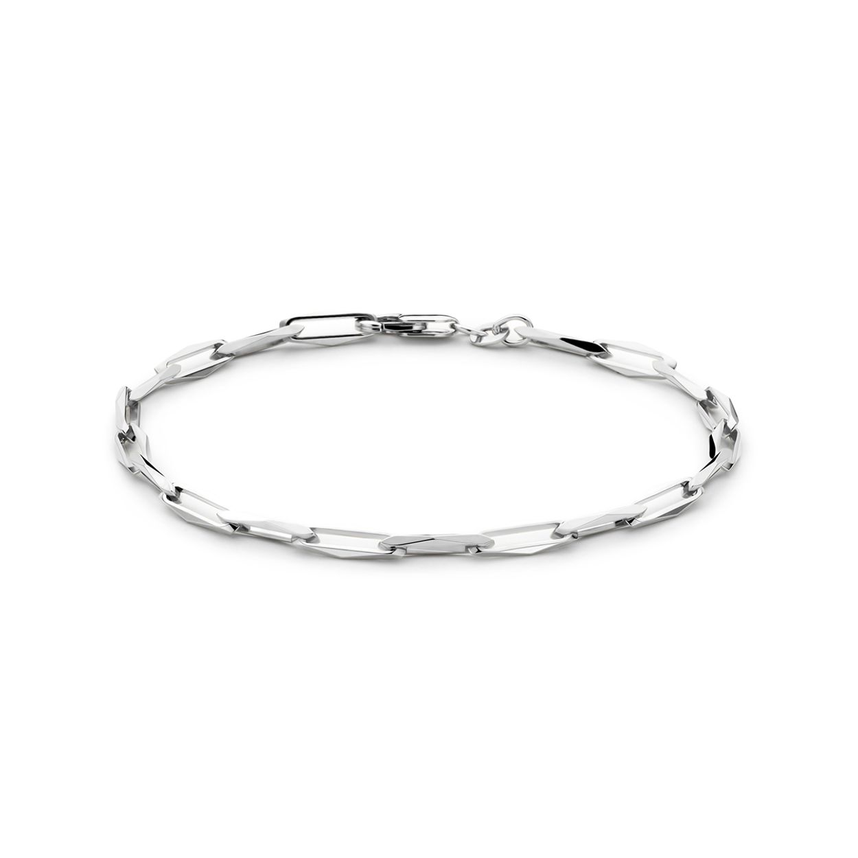 Gerhodineerd 925 zilveren armband met een schakelbreedte van 4mm. Uitgevoerd met karabijnsluiting.