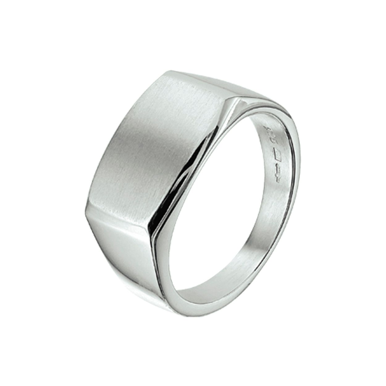 Gerhodineerd 925 zilveren dwarsmodel ring met een poli/matte afwerking.