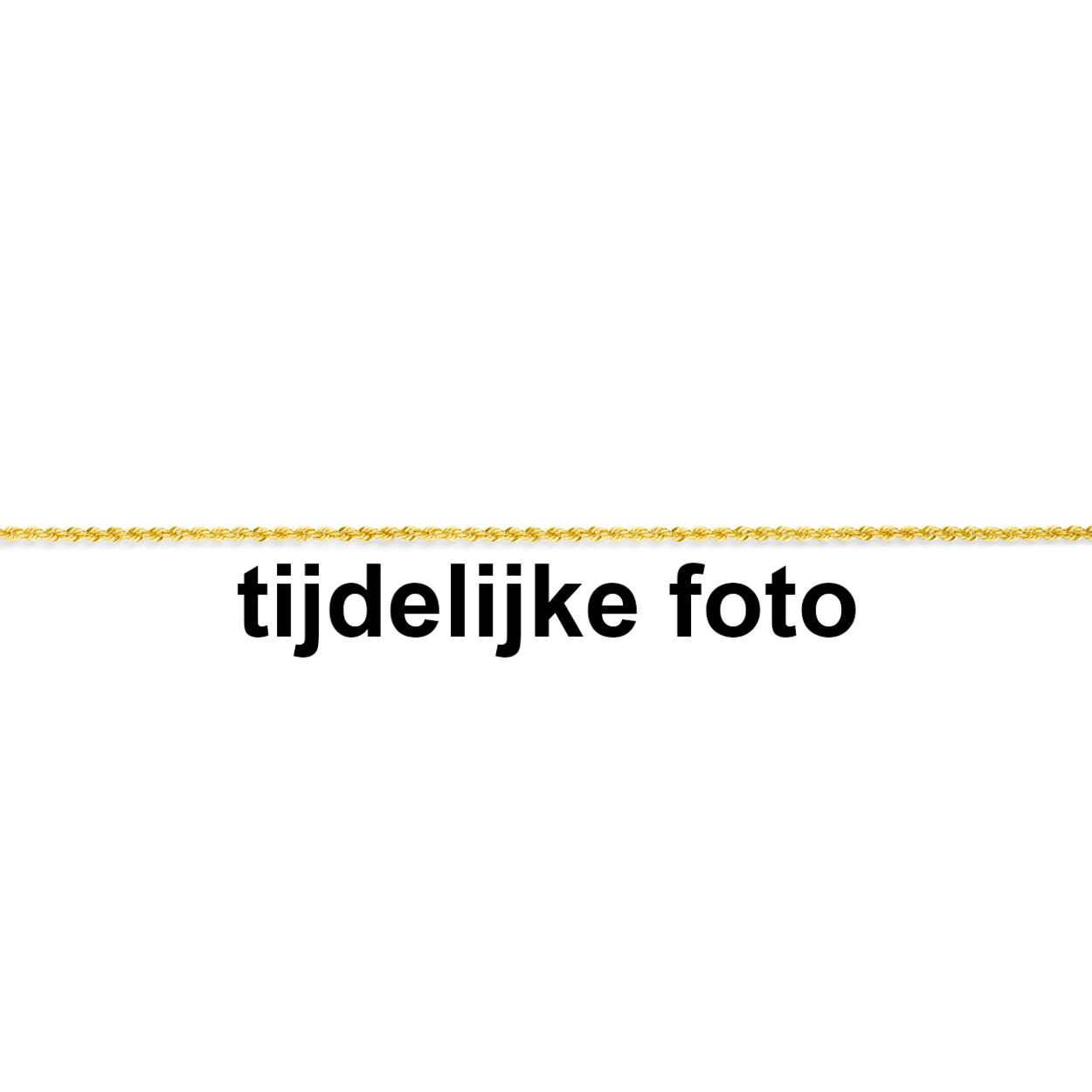 14k Geelgouden lengteartikel met een schakelbreedte van 1.7mm. Uitgevoerd met een karabijn sluiting.