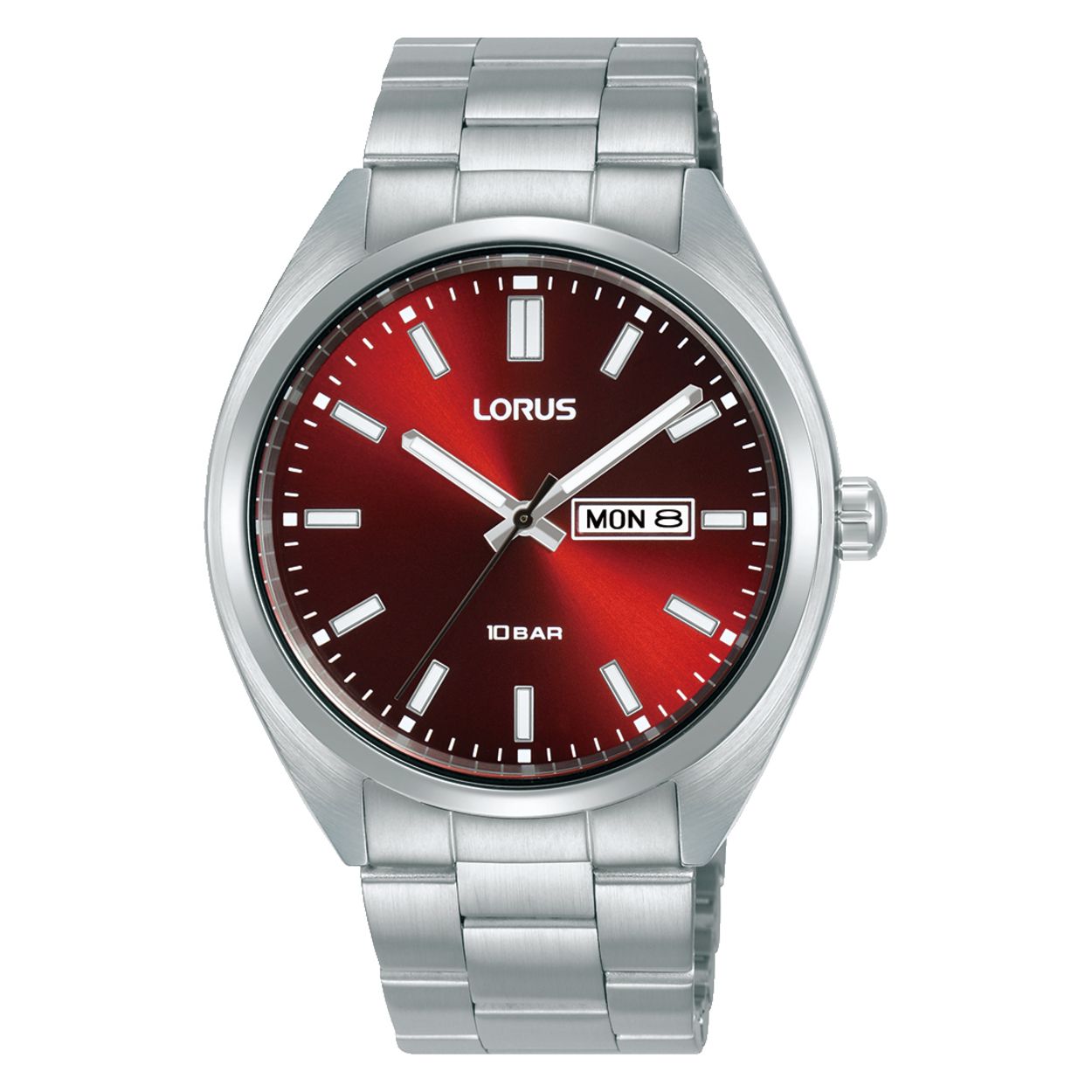 Dit is een herenhorloge van het merk Lorus. Het is een analoog horloge gemaakt van staal. De diameter van de kast is 41 mm en de kast is 11 mm dik.
De verdere specificaties van het horloge zijn als volgt:
Kastvorm: rond
Kastkleur: zilverkleurig
Kastmateriaal: staal
Bandbreedte: 20 mm
Bandlengte: 256 mm
Sluiting: vouwsluiting met drukker
Wijzerplaatkleur: rood
Glassoort: hardlex mineraal glas
Waterdichtheid: 10 ATM
Techniek: quartz