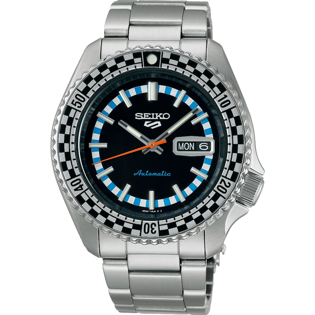 Dit is een herenhorloge van het merk Seiko. Het is een analoog horloge gemaakt van staal. De diameter van de kast is 42.5 mm en de kast is 13.9 mm dik.
De verdere specificaties van het horloge zijn als volgt:
Kastvorm: rond
Kastkleur: zilverkleurig
Kastmateriaal: staal
Bandbreedte: 20 mm
Bandlengte: 267.5 mm
Sluiting: vouwsluiting met veiligheidsklepje en drukker
Wijzerplaatkleur: zwart
Glassoort: hardlex mineraal glas
Waterdichtheid: 10 ATM
Techniek: automaat