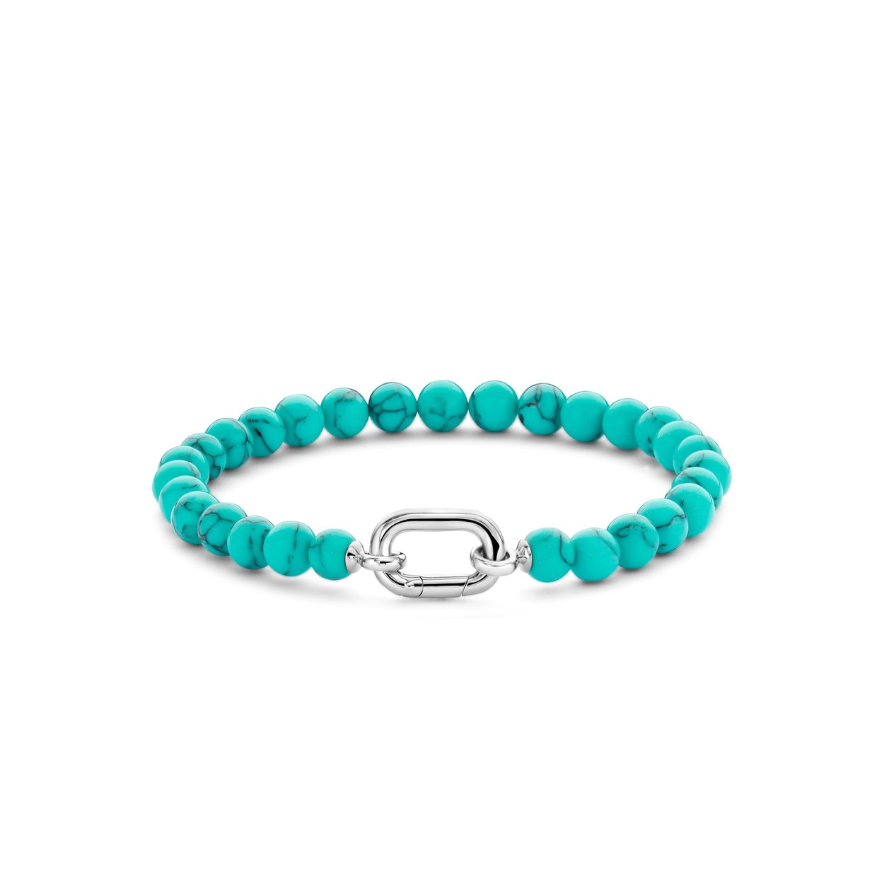 Deze zilveren TI SENTO armband 23037TQ heeft een prachtige mix van levendige turquoise stenen en een tijdloos ontwerp. De armband heeft een zilveren schakelslot dat een vleugje verfijning en veelzijdigheid uitstraalt. De combinatie van de serene turquoise en de zilveren schakel creëert een accessoire dat perfect overgaat van casual naar formele gelegenheden en een vleugje kleur toevoegt aan elk ensemble. De armband is gemaakt van eersteklas 925 sterling zilver en platina om hem te beschermen tegen dagelijks gebruik en hem stralend te houden. Draag deze turquoise armband als een op zichzelf staand statement sieraad of combineer hem met andere armbanden om een persoonlijke en chique look te creëren. De levendige turquoise stenen stralen helderheid en vreugde uit en brengen je rechtstreeks naar de Middellandse Zee. Verrijk je stijl met de verfrissende energie van turquoise en de klassieke charme van zilver, waardoor deze armband een must-have accessoire is dat geïnspireerd is op de natuur. Net als al onze sieraden is deze armband nikkelvrij en hypoallergeen, wat niet alleen stijl belooft, maar ook comfort en kwaliteit die de tand des tijds doorstaat.