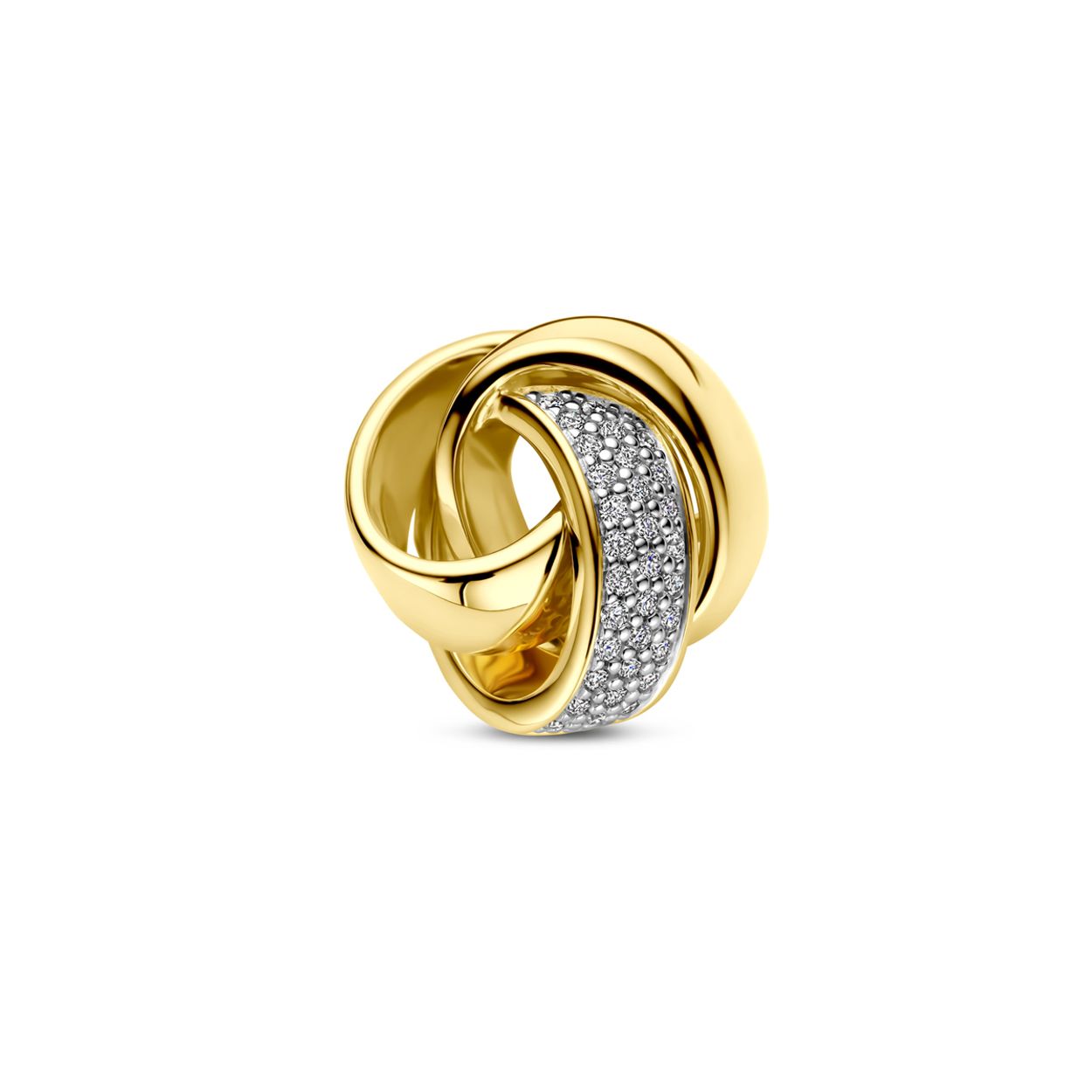14k Geelgouden hanger uitgevoerd met diamant. De hanger heeft een afmeting van 14.5x14mm. Het diamantgewicht is 0.14ct.