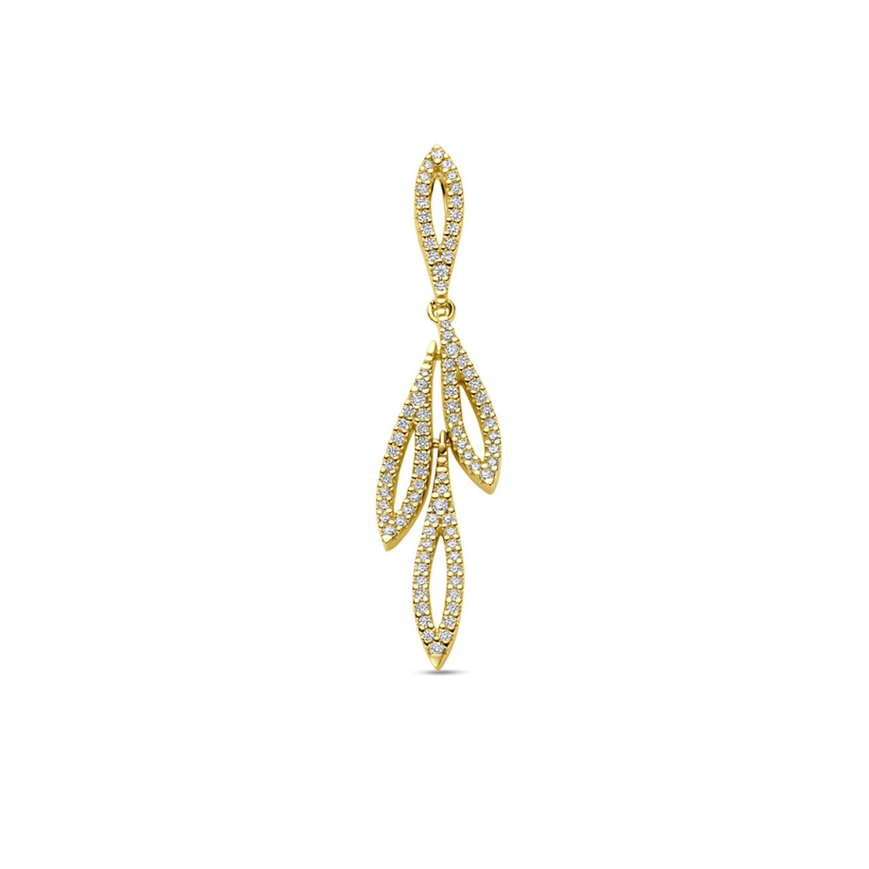 14k Geelgouden hanger uitgevoerd met diamant. De hanger heeft een totale hoogte van 44mm. Het diamantgewicht is 0.4ct.