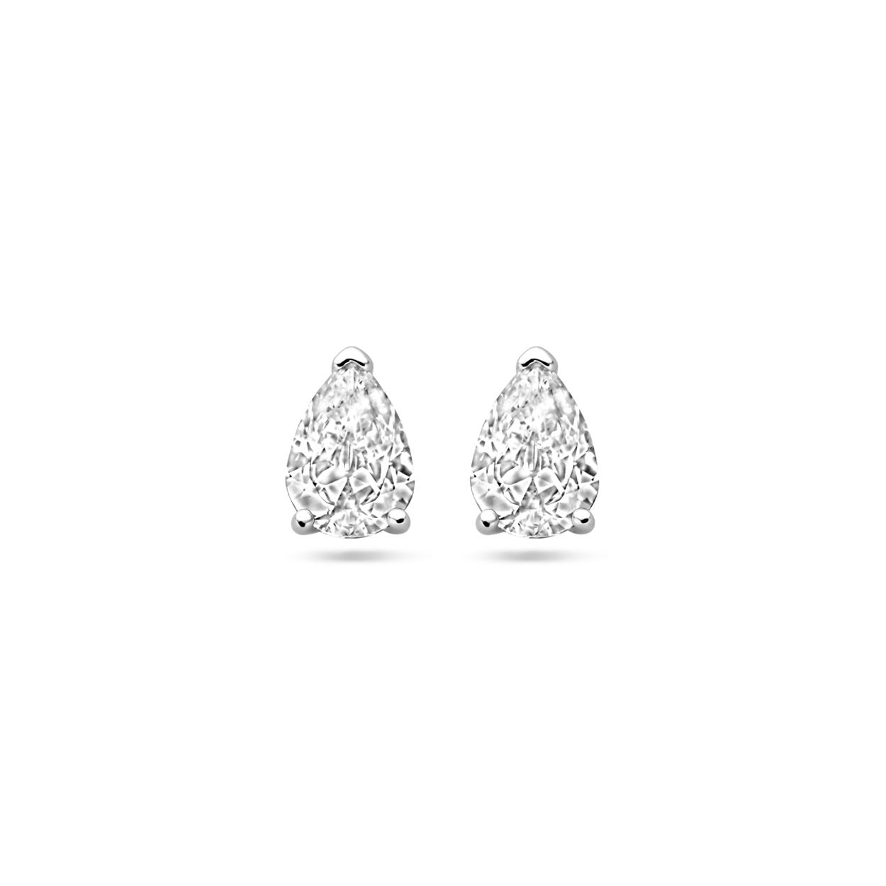 Gerhodineerd 925 zilveren oorknoppen uitgevoerd met zirkonia. De oorknoppen hebben een afmeting van 7,5x5mm.