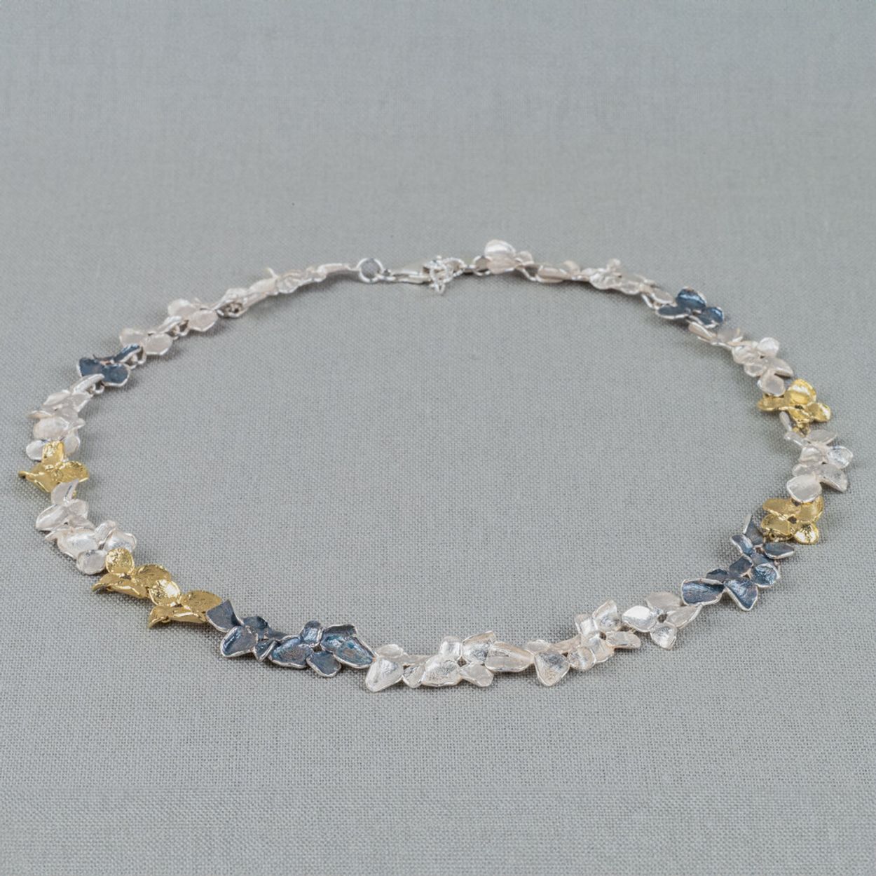 Jeh Jewels Collier vegen drie kleuren zilver + oxy + verguld 21370