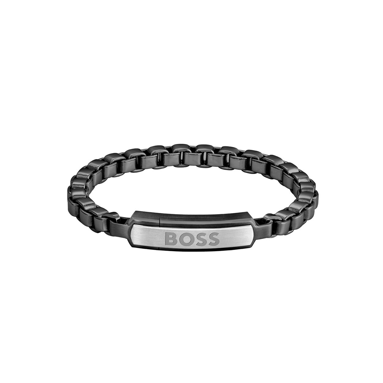 BOSS JEWELS HBJ1580598M DEVON Mannen Armband 19cm
Deze armband van BOSS uit de DEVON serie met artikelnr. HBJ1580598M is een stoer sieraad voor de echte BOSS klant. De zwarte stalen schakelarmband heeft venetiaanse schakels en sluit met een magneetsluiting. In het midden van de armband zit een gematteerde  zilverkleurige plaat met daarop het BOSS logo, die mooi opvalt in het geheel. De armband heeft een lengte van 19cm en is goed te combineren met andere sieraden van BOSS. 

Het merk:
HUGO BOSS is afgestemd op levensstijlen waar het gaat om kwaliteit en precisie. Het wereldwijde fashionlabel is verdeeld in twee merken: BOSS en HUGO. Het merk BOSS biedt geavanceerde, moderne horloges gericht op kwaliteit en design om een onberispelijke look te creëren – of het nu zakelijk, casual of sportief is. Ontdek de nieuwe horlogecollectie die bewijst dat details echt het verschil maken.

Specificaties:
- Artikelnr: HBJ1580598M
- Schakelarmband
- Materiaal: Zwart staal
- Lengte: 19cm