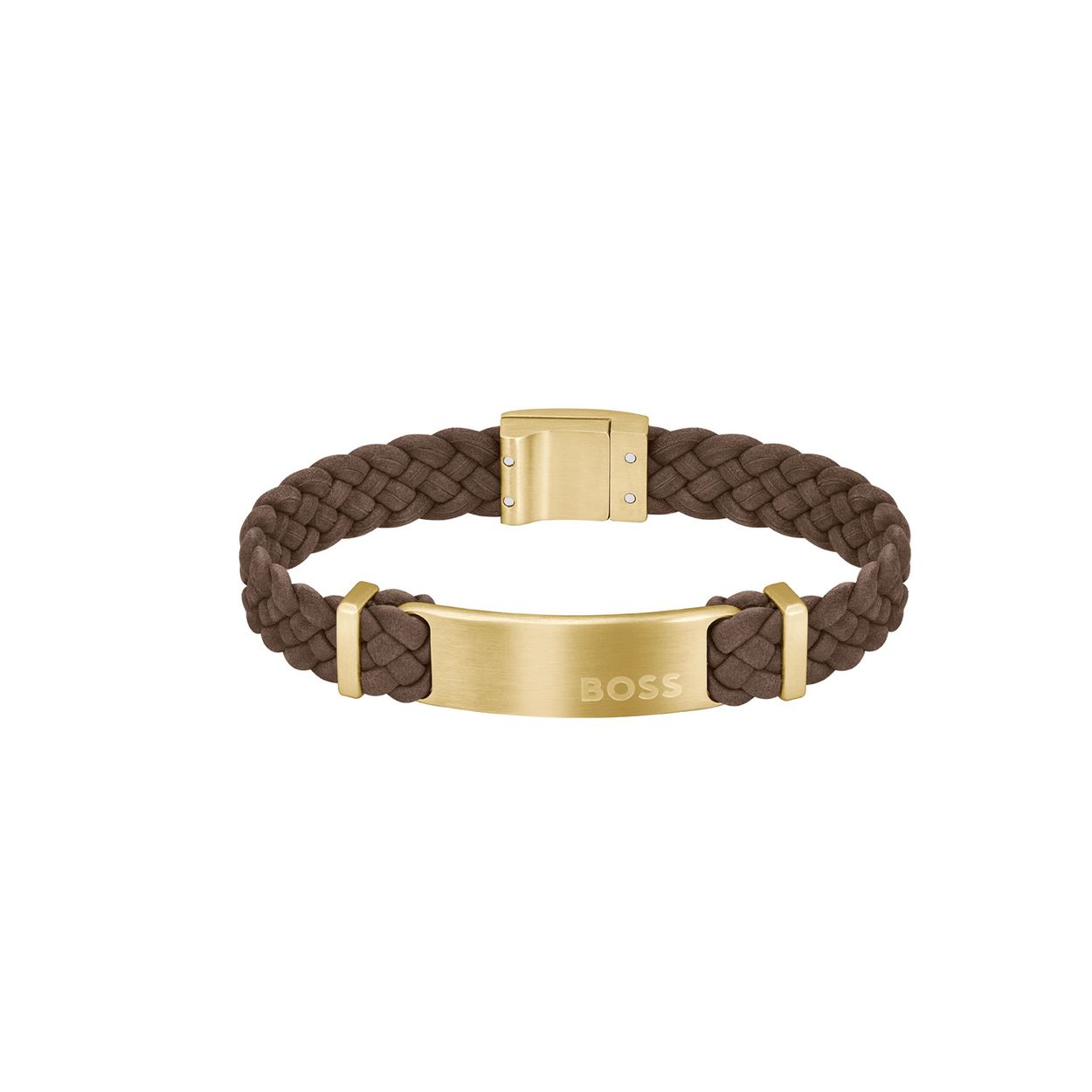 BOSS JEWELS HBJ1580607M DYLAN Mannen Armband 19cm
Deze armband van BOSS uit de DYLAN serie met artikelnr. HBJ1580607M is een stoer sieraad voor de echte BOSS klant. De bruine suede gevlochten armband heeft een goudkleurige plaat in het midden met daarop het BOSS logo gegraveerd, die mooi opvalt in het geheel. De armband heeft een lengte van 19cm, sluit met een magneetsluiting en is goed te combineren met andere sieraden van BOSS. 

Het merk:
HUGO BOSS is afgestemd op levensstijlen waar het gaat om kwaliteit en precisie. Het wereldwijde fashionlabel is verdeeld in twee merken: BOSS en HUGO. Het merk BOSS biedt geavanceerde, moderne horloges gericht op kwaliteit en design om een onberispelijke look te creÃ«ren â of het nu zakelijk, casual of sportief is. Ontdek de nieuwe horlogecollectie die bewijst dat details echt het verschil maken.

Specificaties:
- Artikelnr: HBJ1580607M
- Gevlochten armband
- Materiaal: Bruin leer
- Lengte: 19cm