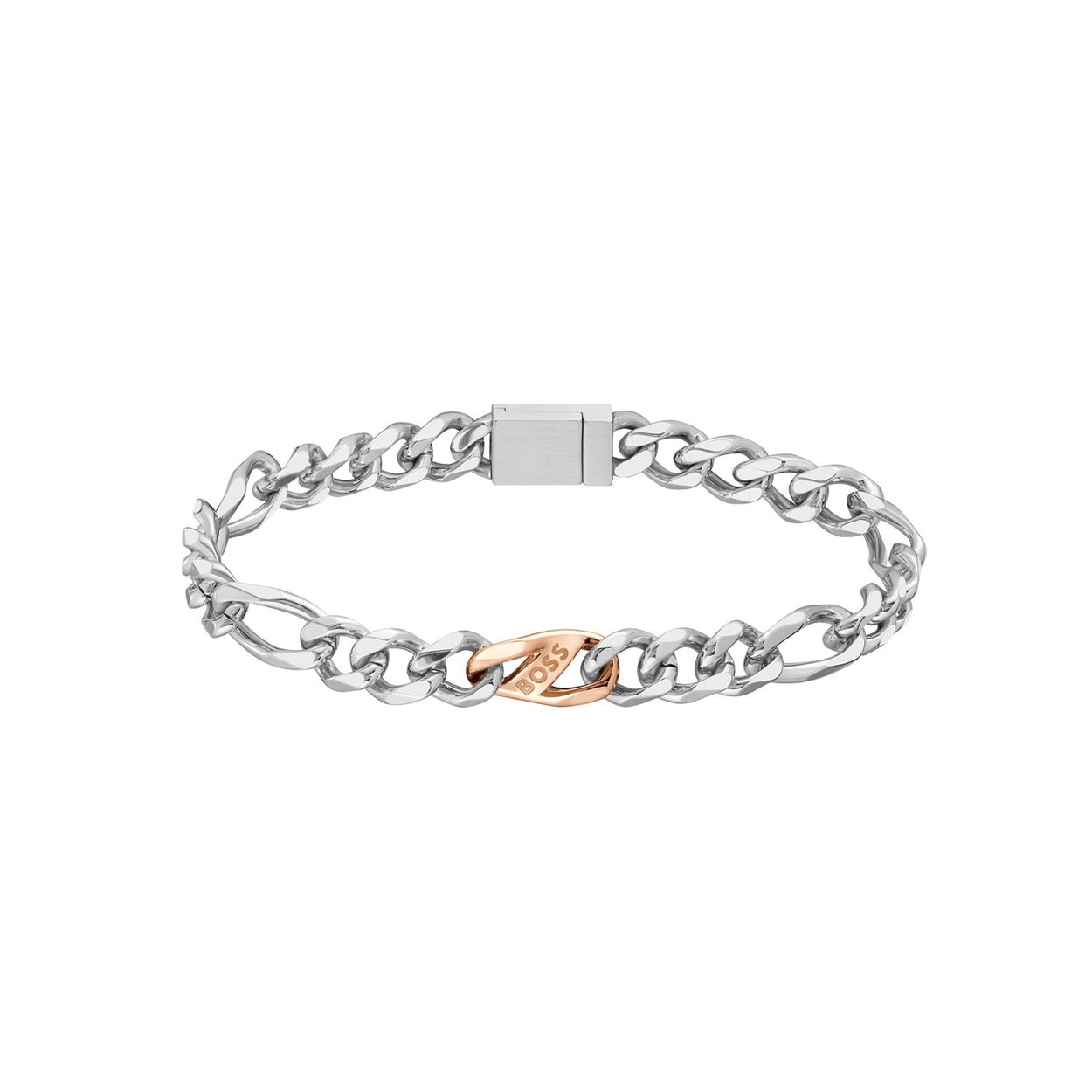BOSS JEWELS HBJ1580613M RAIN Mannen Armband 19,5cm
Deze armband van BOSS uit de RAIN serie met artikelnr. HBJ1580613M is een stoer sieraad voor de echte BOSS klant. De stalen zilverkleurige schakelarmband heeft grove opengewerkte schakels en sluit met een magneetsluiting. In het midden van de armband zit een ros;ekleurige tussenschakel die mooi opvalt in het geheel. Op de schakel staat het BOSS logo gegraveerd. De armband heeft een lengte van 19,5cm en is goed te combineren met andere sieraden van BOSS. 

Het merk:
HUGO BOSS is afgestemd op levensstijlen waar het gaat om kwaliteit en precisie. Het wereldwijde fashionlabel is verdeeld in twee merken: BOSS en HUGO. Het merk BOSS biedt geavanceerde, moderne horloges gericht op kwaliteit en design om een onberispelijke look te creëren – of het nu zakelijk, casual of sportief is. Ontdek de nieuwe horlogecollectie die bewijst dat details echt het verschil maken.

Specificaties:
- Artikelnr: HBJ1580613M
- Schakelarmband
- Materiaal: Staal
- Lengte: 19,5cm