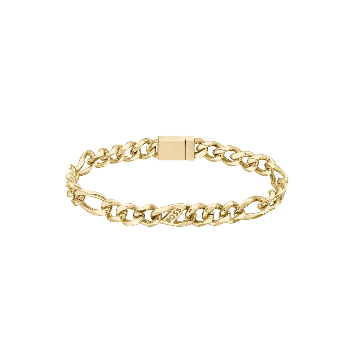 BOSS JEWELS HBJ1580614M RAIN Mannen Armband 19,5cm
Deze armband van BOSS uit de RAIN serie met artikelnr. HBJ1580614M is een stoer sieraad voor de echte BOSS klant. De stalen goudkleurige schakelarmband heeft grove opengewerkte schakels en sluit met een magneetsluiting. In het midden van de armband zit een aparte tussenschakel die mooi opvalt in het geheel. Op de schakel staat het BOSS logo gegraveerd. De armband heeft een lengte van 19,5cm en is goed te combineren met andere sieraden van BOSS. 

Het merk:
HUGO BOSS is afgestemd op levensstijlen waar het gaat om kwaliteit en precisie. Het wereldwijde fashionlabel is verdeeld in twee merken: BOSS en HUGO. Het merk BOSS biedt geavanceerde, moderne horloges gericht op kwaliteit en design om een onberispelijke look te creëren – of het nu zakelijk, casual of sportief is. Ontdek de nieuwe horlogecollectie die bewijst dat details echt het verschil maken.

Specificaties:
- Artikelnr: HBJ1580614M
- Schakelarmband
- Materiaal: Goudkleurig staal
- Lengte: 19,5cm