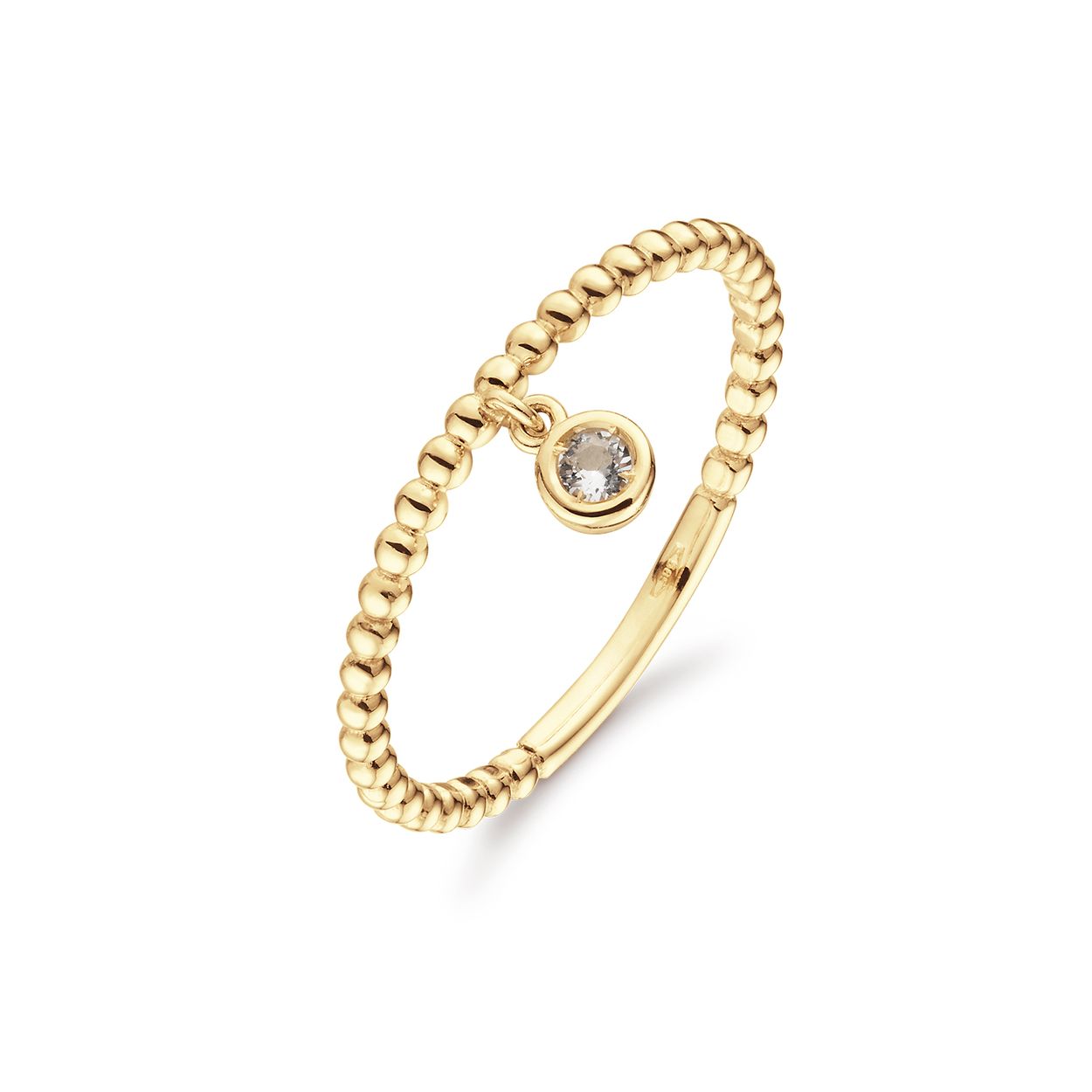 De 14 karaat gouden Dangling White Topaz ring is een bubbel ring met een hangende witte topaas edelsteen. Combineer met de Triple White Topaz ring en ga voor de ultieme Jackie ringstack!

Tropical Paradise
Dat Jackie van reizen houdt is geen geheim. Voor haar 14 karaat gouden sieradencollectie heeft zij zich deze keer laten inspireren door de tropen.
Haar Tropical Paradise collectie biedt een mix van elegantie en avontuur. Voel de zon schijnen waar je ook bent!

Weelderige jungles, azuurblauwe oceanen en de schittering van de zon op witte zandstranden: de ontwerpen met edelstenen zijn een weerspiegeling van Jackie’s mooiste herinneringen. Of het een dag op kantoor is of een avondje uit, deze sieraden voegen een vleugje exotische allure toe aan elke gelegenheid.

Het merk
Jackie is hét 14 karaat gouden on trend sieradenmerk. De collecties zijn geïnspireerd op de reizen die ik maak, van stedentrips tot exotische oorden. Elk gouden sieraad is helemaal van nu, handgemaakt door Europese goudsmeden en vervaardigd van overwegend gerecycled goud met echte edelstenen en zoetwaterparels. Elke collectie is dan ook met veel liefde en passie samengesteld. Mijn Jackie sieraden zijn de perfecte finishing touch voor iedere outfit!

Specificaties
- Ring 52
- Materiaal: 14 Karaat - Geelgoud - 585
- Wit topaas