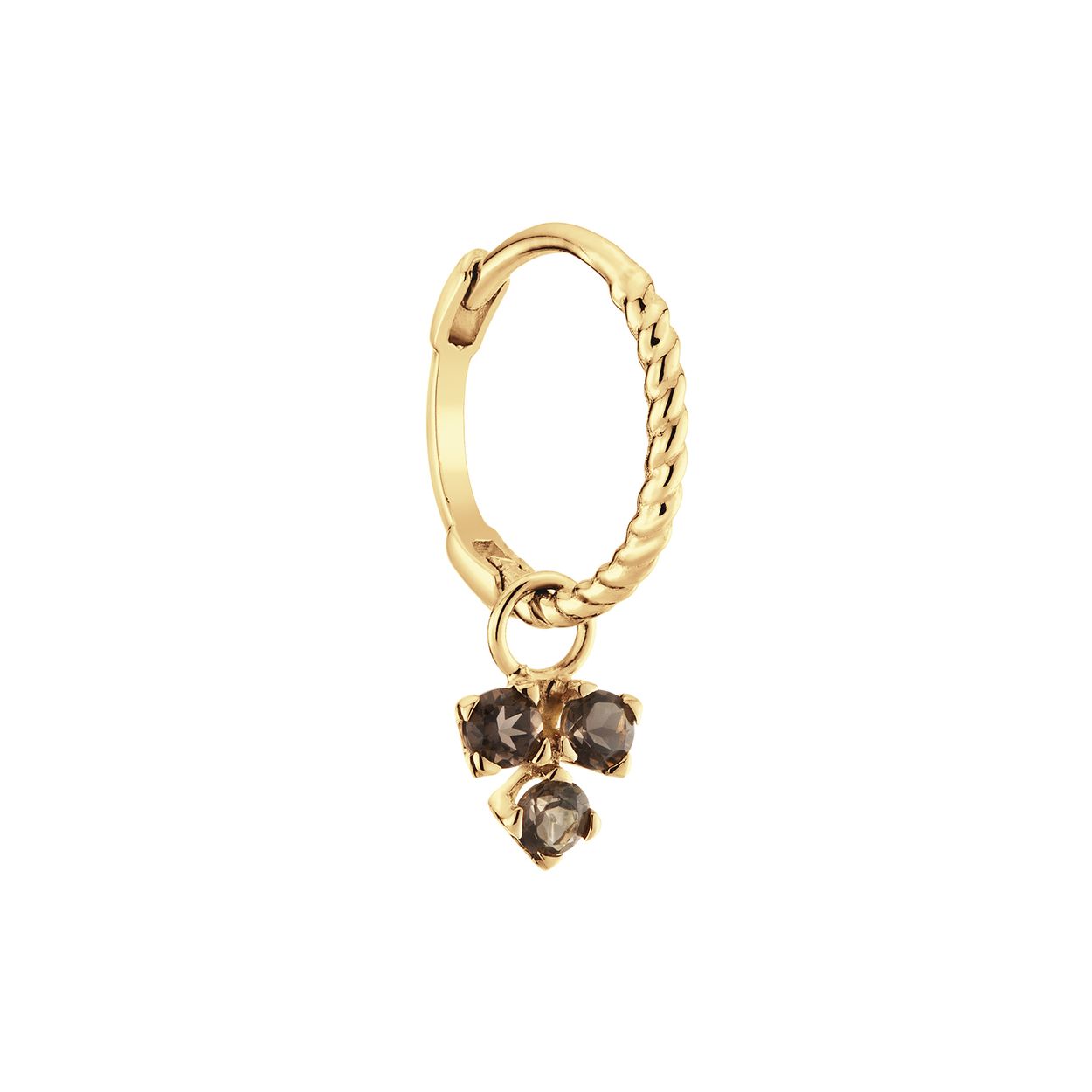 De Triangle Smoky Quartz Single Hoop is gemaakt van 14 karaat goud en bevat een sprankelende rookkwarts edelsteen. Deze steen helpt ontspannen, loslaten en accepteren. Een mooie toevoeging aan jouw earparty!

Tropical Paradise
Dat Jackie van reizen houdt is geen geheim. Voor haar 14 karaat gouden sieradencollectie heeft zij zich deze keer laten inspireren door de tropen.
Haar Tropical Paradise collectie biedt een mix van elegantie en avontuur. Voel de zon schijnen waar je ook bent!

Weelderige jungles, azuurblauwe oceanen en de schittering van de zon op witte zandstranden: de ontwerpen met edelstenen zijn een weerspiegeling van Jackie’s mooiste herinneringen. Of het een dag op kantoor is of een avondje uit, deze sieraden voegen een vleugje exotische allure toe aan elke gelegenheid.

Het merk
Jackie is hét 14 karaat gouden on trend sieradenmerk. De collecties zijn geïnspireerd op de reizen die ik maak, van stedentrips tot exotische oorden. Elk gouden sieraad is helemaal van nu, handgemaakt door Europese goudsmeden en vervaardigd van overwegend gerecycled goud met echte edelstenen en zoetwaterparels. Elke collectie is dan ook met veel liefde en passie samengesteld. Mijn Jackie sieraden zijn de perfecte finishing touch voor iedere outfit!

Specificaties
- Oorsieraad
- Materiaal: 14 Karaat - Geelgoud - 585
- Smoky Quartz Single Hoop
- Lengte 15mm