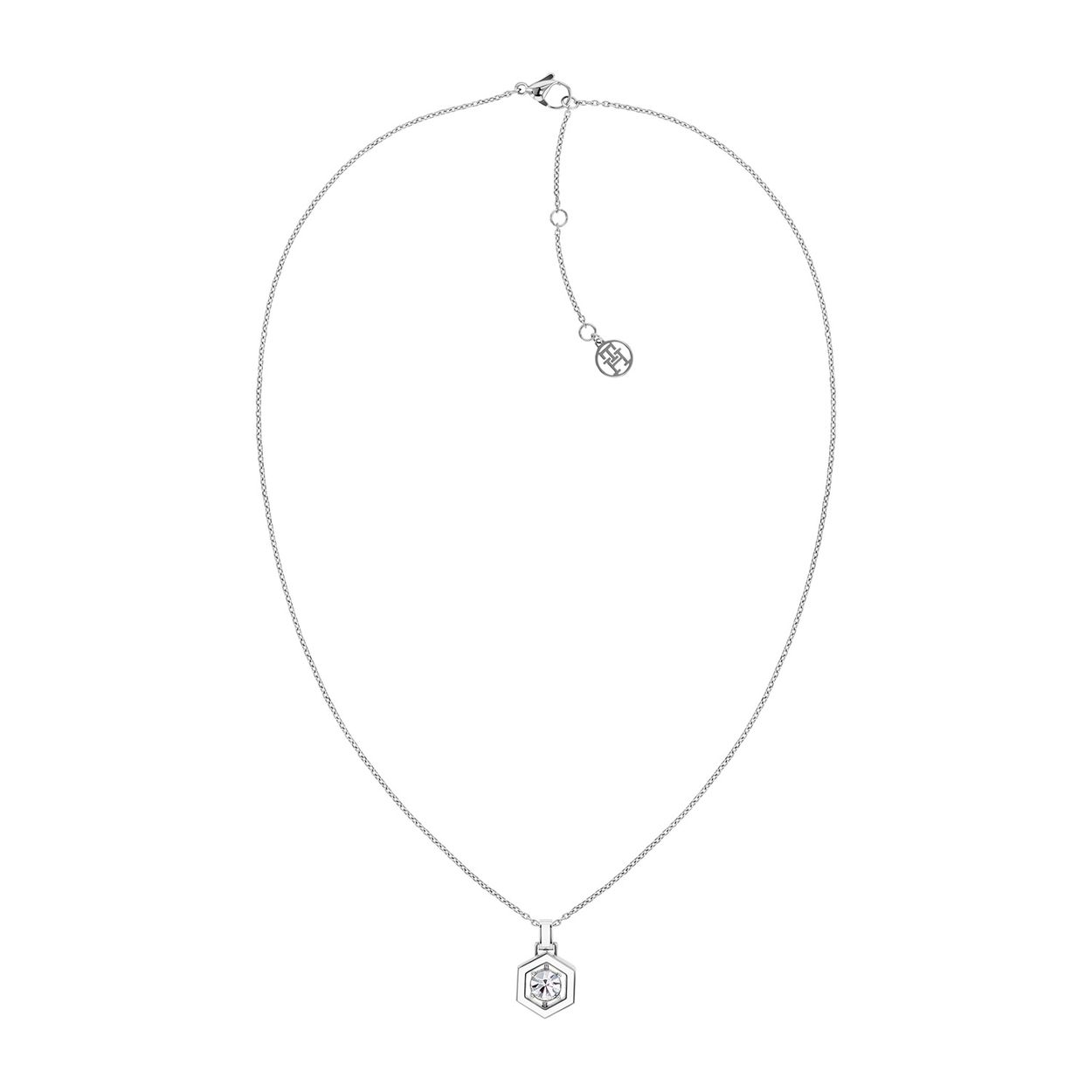Tommy Hilfiger Jewels TJ2780853 Ketting Dames Staal 50cm
Deze ketting van Tommy Hilfiger uit de jewelry serie met nr: TJ2780853 heeft een sprankelende uitstraling. De stalen schakel ketting heeft een 6-kantige hanger met daarin een grote kristal. De ketting heeft meerdere tussenogen voor de lengte en sluit met een karabijnslot. De totale lengte is 50cm. verstelbaar in 3 maten. Ook leuk te combineren met andere sieraden van Tommy Hilfiger.

Het merk:
Tommy Hilfiger is wereldwijd Ã©Ã©n van de grootste designer lifestyle merken en is internationaal bekend om haar classic American cool stijl. De sieraden zijn voor dames en heren met een eigen stijl, die niet bang zijn om dit aan de wereld te laten zien.

Specificaties:
- Stalen ketting
- Hanger met kristal
- Totale lengte 50cm
- Dames sieraad