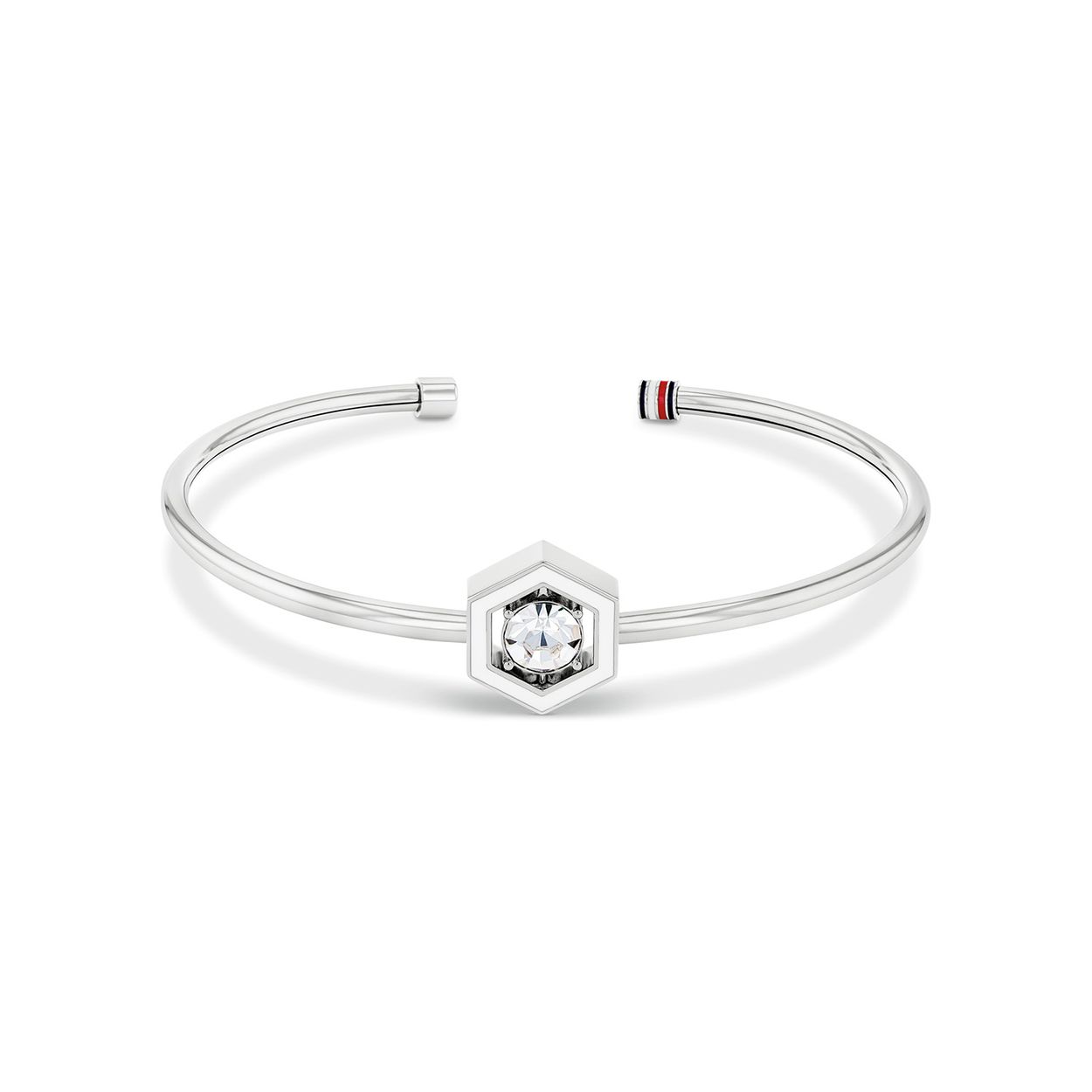 Tommy Hilfiger Jewels TJ2780856 Armband Dames Staal 6x5cm
Deze armband van Tommy Hilfiger uit de jewelry serie met nr: TJ2780856 heeft een sprankelende uitstraling. De fijne spang armband heeft bovenop een 6-kantig zetkastje met daarin een grote kristal. De armband is aan de onderkant open en makkelijk draagbaar. De afmeting is 6x5cm. Ook leuk te combineren met andere sieraden van Tommy Hilfiger.

Het merk:
Tommy Hilfiger is wereldwijd één van de grootste designer lifestyle merken en is internationaal bekend om haar classic American cool stijl. De sieraden zijn voor dames en heren met een eigen stijl, die niet bang zijn om dit aan de wereld te laten zien.

Specificaties:
- Stalen armband
- Spangband met grote kristal
- Afmeting 6x5cm
- Dames sieraad
