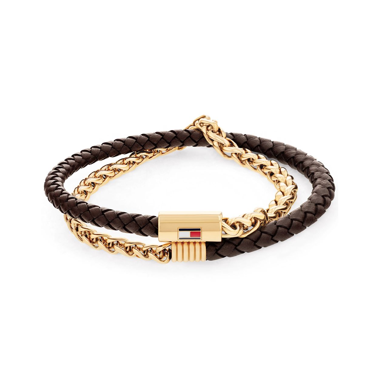 Tommy Hilfiger Jewels TJ2790563 Armband Heren Staal/Leer 19cm
Deze armband van Tommy Hilfiger uit de jewelry serie met nr: TJ2790563 is een opvallend model. De heren armband is extra lang en wordt dan ook dubbel om de pols gedragen. EÃ©n helft is gevlochten goudkleurig staal en de andere helft is bruin gevlochten leer. De armband sluit met een stalen magneetsluiting met Tommy logo erop en heeft een totale lengte van 38cm. Ook leuk te combineren met andere sieraden van Tommy Hilfiger.

Het merk:
Tommy Hilfiger is wereldwijd Ã©Ã©n van de grootste designer lifestyle merken en is internationaal bekend om haar classic American cool stijl. De sieraden zijn voor dames en heren met een eigen stijl, die niet bang zijn om dit aan de wereld te laten zien.

Specificaties:
- Wikkelarmband
- Bruin gevlochten leer en goudkleurig staal
- Totale lengte 38cm
- Heren sieraad
