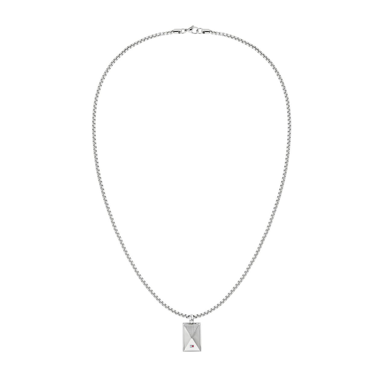 Tommy Hilfiger Jewels TJ2780564 Ketting Heren Staal 
Deze armband van Tommy Hilfiger uit de jewelry serie met nr: TJ2780564 heeft een stoere uitstraling. De stalen herenketting heeft een venetiaanse schakel en aan de ketting hangt een rechthoekige bewerkte stalen plaat met het Tommy logo in kleur. De lengte van deze ketting is 60cm. Ook leuk te combineren met andere sieraden van Tommy Hilfiger.

Het merk:
Tommy Hilfiger is wereldwijd één van de grootste designer lifestyle merken en is internationaal bekend om haar classic American cool stijl. De sieraden zijn voor dames en heren met een eigen stijl, die niet bang zijn om dit aan de wereld te laten zien.

Specificaties:
- Stalen venetiaanse ketting
- Zilverkleurige plaathanger
- Totale lengte 60cm
- Heren sieraad