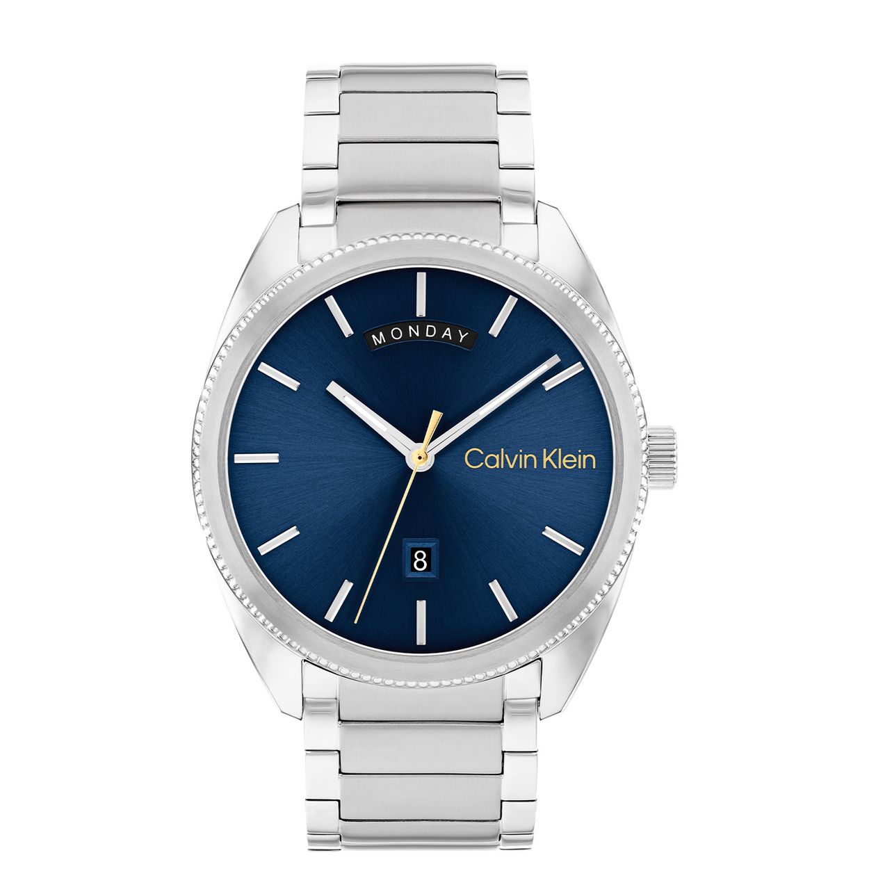 Calvin Klein CK25200446 Heren Staal Horloge 42mm 
Dit Calvin Klein herenhorloge met nr CK25200446 is een chique ontwerp. De stijlvolle ronde stalen kast heeft een bewerkte bezel met een blauwe wijzerplaat met dag en datumsaanduiding. Aan het horloge zit een stalen schakelband met vouwluiting. Het horloge heeft een mineraalglas, een doorsnee van 42mm en is 3ATM.

OVER CALVIN KLEIN
Calvin Klein is een wereldwijd lifestylemerk dat gewaagde, vooruitstrevende idealen en een verleidelijke, vaak minimalistische, esthetiek nastreeft. Calvin Klein werd groot in de jaren 70 door haar mode- en merkjeans collecties. In de jaren 80 lanceerde Calvin Klein haar spraakmakende ondergoed dat uitdrukkelijk van logo ’s voorzien was. Vanwege het grote succes is het merk ook succesvol uitgerold in Accessoires, Parfums, Home, Brillen, Golf, Horloges en Sieraden.
Sinds de oprichting in 1968 door Calvin Klein, heeft het merk haar reputatie opgebouwd als leider in de Amerikaanse mode, dankzij een cleane esthetiek en innovatieve ontwerpen. Calvin Klein wil haar publiek verleiden en inspireren door middel van provocerende beelden en opvallende ontwerpen die prikkelen. 

SPECIFICATIES:
- Mineraalglas
- Stalen kast
- Blauwe wijzerplaat 
- Stalen schakelband
- Ronde kastvorm, Ø 42mm
- 3ATM
