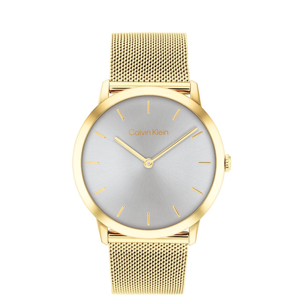 Calvin Klein CK25100031 Dames Staal Horloge 37mm 
Dit Calvin Klein dameshorloge met nr CK25100003 is een chique en sportief ontwerp. De stijlvolle ronde stalen goudkleurige kast heeft een gladde goudkleurige bezel en een grijze sunray wijzerplaat met hele fijne uursaanduiding. Aan het horloge zit een goudkleurige milanese band. Het sierlijke horloge heeft een mineraalglas, een doorsnee van 37mm en is 3ATM.

OVER CALVIN KLEIN
Calvin Klein is een wereldwijd lifestylemerk dat gewaagde, vooruitstrevende idealen en een verleidelijke, vaak minimalistische, esthetiek nastreeft. Calvin Klein werd groot in de jaren 70 door haar mode- en merkjeans collecties. In de jaren 80 lanceerde Calvin Klein haar spraakmakende ondergoed dat uitdrukkelijk van logo ’s voorzien was. Vanwege het grote succes is het merk ook succesvol uitgerold in Accessoires, Parfums, Home, Brillen, Golf, Horloges en Sieraden.
Sinds de oprichting in 1968 door Calvin Klein, heeft het merk haar reputatie opgebouwd als leider in de Amerikaanse mode, dankzij een cleane esthetiek en innovatieve ontwerpen. Calvin Klein wil haar publiek verleiden en inspireren door middel van provocerende beelden en opvallende ontwerpen die prikkelen. 

SPECIFICATIES:
- Mineraalglas
- Stalen goudkleurige kast
- Grijze sunray wijzerplaat 
- Goudkleuirge milanese band
- Ronde kastvorm, Ø 37mm
- 3ATM
