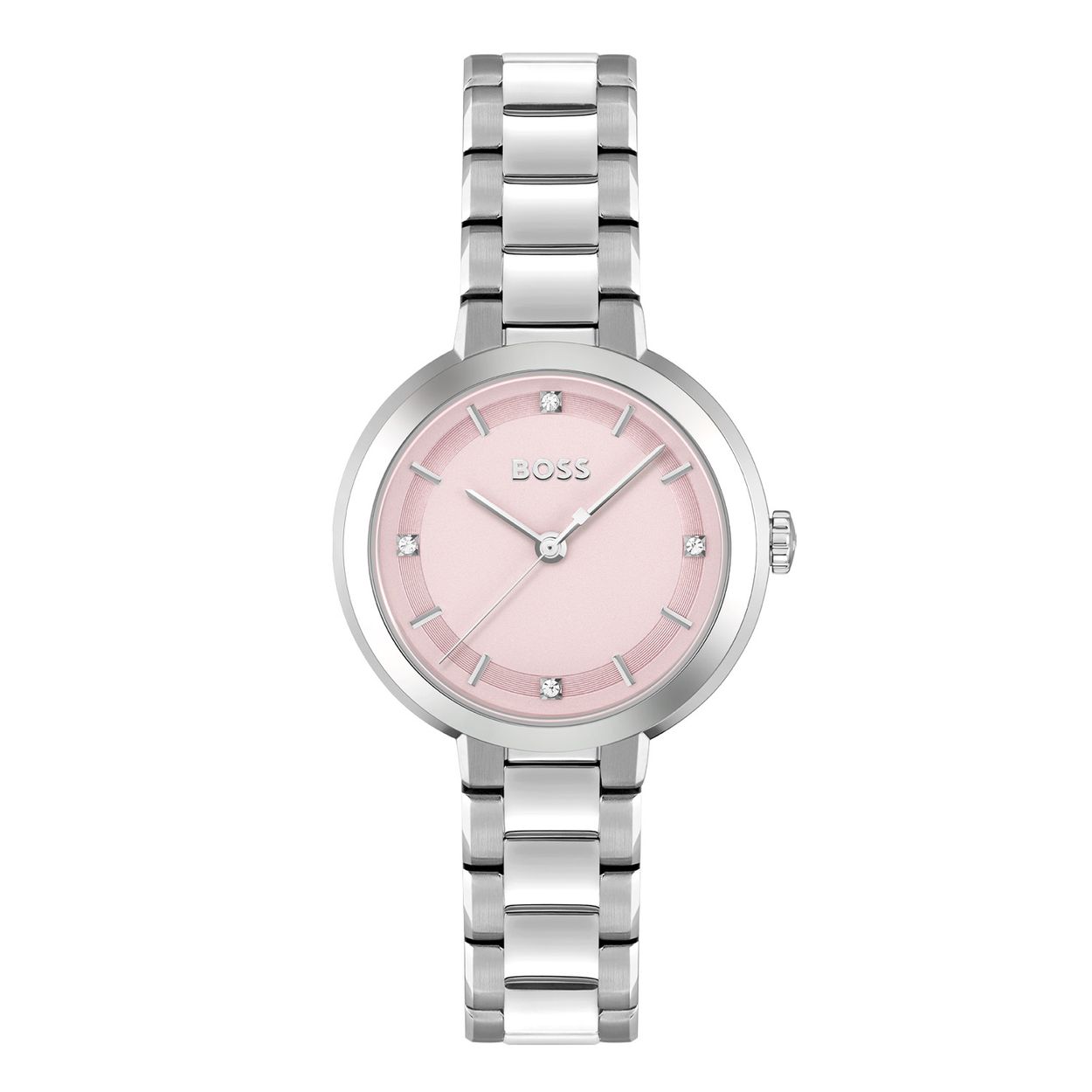 BOSS HB1502757 SENA Dameshorloge 34mm 
Dit BOSS horloge uit de SENA serie met artikelnr: HB1502757 heeft een chique look. Zeer geschikt voor de moderne stijlvolle vrouw van nu. Het dameshorloge valt op door zijn stalen ronde horlogekast met een platte bezel en een roze sunray wijzerplaat met op de 3,6,9 en 12 een kristal als uursaanduiding. Aan de kast zit een stalen schakelband met vouwsluiting. De kast van het horloge heeft een doorsnee van 34mm met mineraalglas en is 3ATM. 

HET MERK:
HUGO BOSS is afgestemd op levensstijlen waar het gaat om kwaliteit en precisie. Het wereldwijde fashionlabel is verdeeld in twee merken: BOSS en HUGO. Het merk BOSS biedt geavanceerde, moderne horloges gericht op kwaliteit en design om een onberispelijke look te creëren – of het nu zakelijk, casual of sportief is. De horloge collectie van BOSS is perfect afgestemd op levensstijlen waar het gaat om kwaliteit en precisie. BOSS is op maat gemaakt in een onberispelijke stijl.

Blijf stijlvol bij de tijd. Voor de BOSS-vrouw is stijl het handelsmerk en draait alles om
details. Breng uw look naar een hoger niveau met onze nieuwe en kenmerkende horlogecollectie.

SPECIFICATIES:
- Mineraalglas
- Ronde kastvorm, Ø 34mm
- Stalen horlogekast
- Roze wijzerplaat
- Stalen schakelband