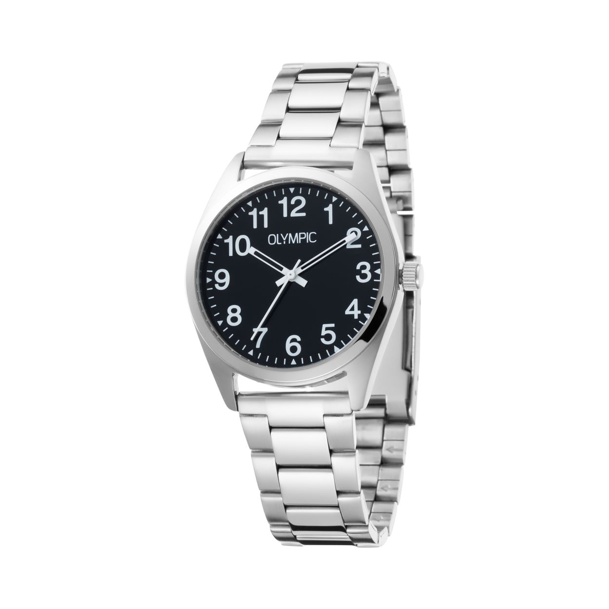Olympic OL89HSS079 Marcel Horloge Staal 38mm 
Dit unieke Olympic horloge met artikelnummer: OL89HSS079 is een herenhorloge met een classic sportieve uitstraling. Het horloge heeft een ronde stalen kast, een zwarte wijzerplaat met Arabische cijfers en opengewerkte wijzers. Aan de kast zit een zilverkleurige stalen mat glanzende schakelband met vouwsluiting. Het horloge heeft een mineraalglas, een doorsnee van 38mm en is 5ATM.

Het merk:
Een mooi horloge hoeft niet duur te zijn! Het Nederlandse horlogemerk Olympic levert stoere chronografen, slimline series, digitale uurwerken en elegante dameshorloges. De prijs-kwaliteitverhouding staat bij Olympic hoog in het vaandel met prijzen die uiteenlopen van € 34,95 tot en met € 159,00.

100% Nederlands ontwerp, waterdicht en standaard 3 jaar fabrieksgarantie.

Specificaties:
- Ronde kast Ø 38mm
- Stalen horlogekast
- Zwarte wijzerplaat
- Stalen schakelband
- 5ATM 
- Standaard 3 jaar fabrieksgarantie
- Mineraalglas