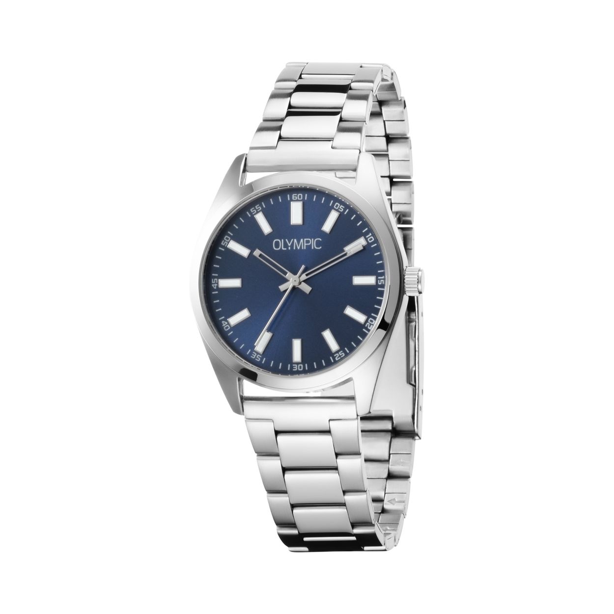 Dit unieke Olympic horloge met artikelnummer: OL89HSS080 is een heren horloge met een classic sportieve uitstraling. Het horloge heeft een ronde stalen kast met een blauwe wijzerplaat met romeinse cijfers en opengewerkte wijzers. Aan de kast zit een zilverkleurige stalen mat glanzende schakelband met vouwsluiting. Het horloge heeft een mineraalglas, een doorsnee van 38mm en is 5ATM.

100% Nederlands ontwerp, waterdicht en standaard 3 jaar fabrieksgarantie.

Specificaties:
- Ronde kast 38mm
- Stalen horlogekast
- Blauwe wijzerplaat
- Stalen schakelband
- 5ATM 
- Standaard 3 jaar fabrieksgarantie
- Mineraalglas