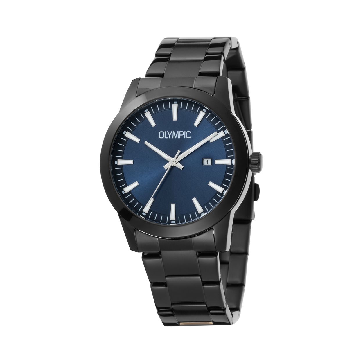 Olympic OL90HZZ001 Frank Horloge Staal 42mm 
Dit unieke Olympic horloge met artikelnummer: OL90HZZ001 is een herenhorloge met een classic sportieve uitstraling. Het horloge heeft een zwarte ronde stalen kast met een blauwe wijzerplaat met strepen als uursaanduiding en een datum. Aan de kast zit een zwarte stalen schakelband met vouwsluiting. Het horloge heeft een mineraalglas, een doorsnee van 42mm en is 5ATM.

Het merk:
Een mooi horloge hoeft niet duur te zijn! Het Nederlandse horlogemerk Olympic levert stoere chronografen, slimline series, digitale uurwerken en elegante dameshorloges. De prijs-kwaliteitverhouding staat bij Olympic hoog in het vaandel met prijzen die uiteenlopen van € 34,95 tot en met € 159,00.

100% Nederlands ontwerp, waterdicht en standaard 3 jaar fabrieksgarantie.

Specificaties:
- Ronde kast Ø 42mm
- Stalen horlogekast
- Blauwe wijzerplaat
- Stalen schakelband
- 5ATM 
- Standaard 3 jaar fabrieksgarantie
- Mineraalglas