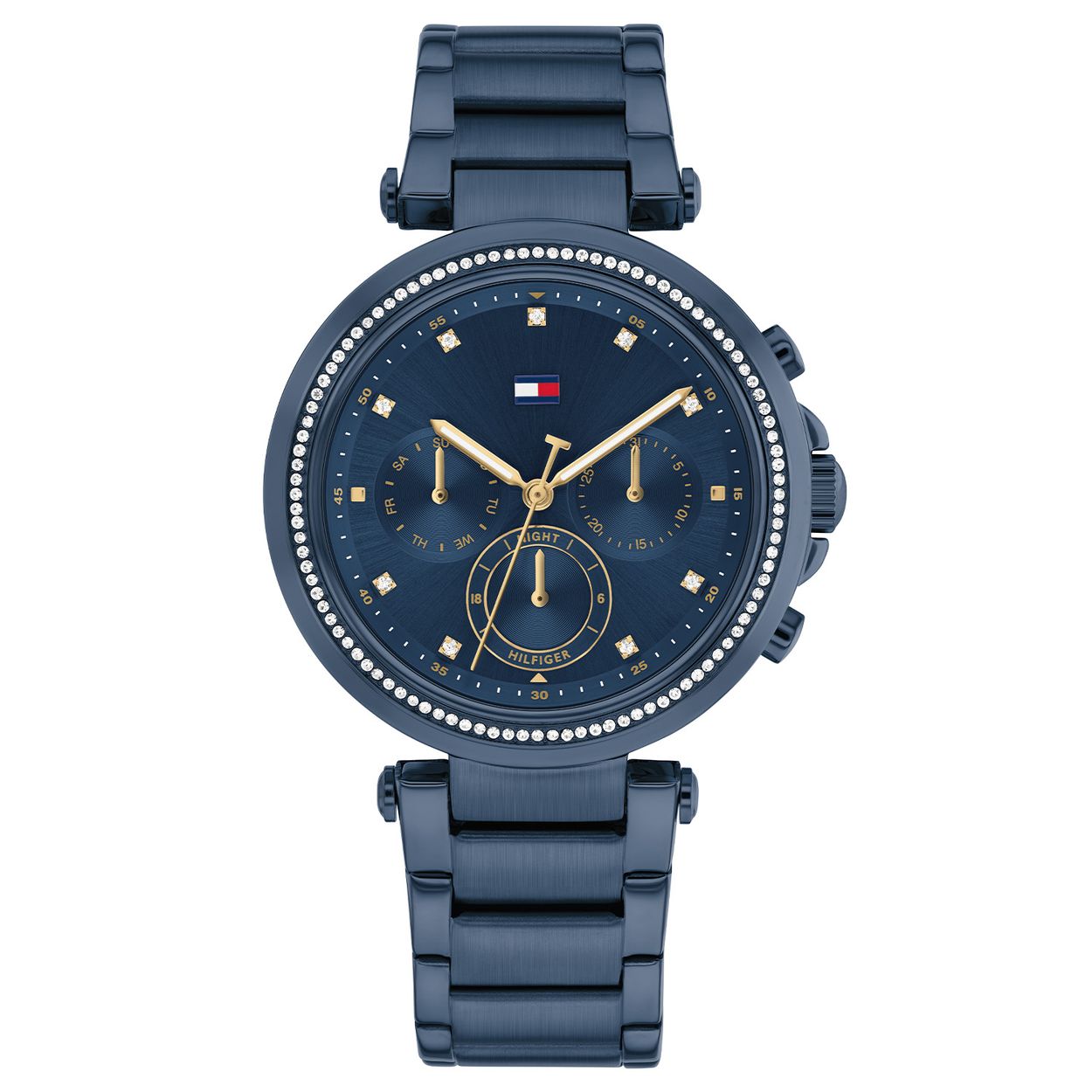 Tommy Hilfiger dames pols horloge model TH1782704 Serie Emily. Blauw stalen kast en band. 5 ATM waterdicht.