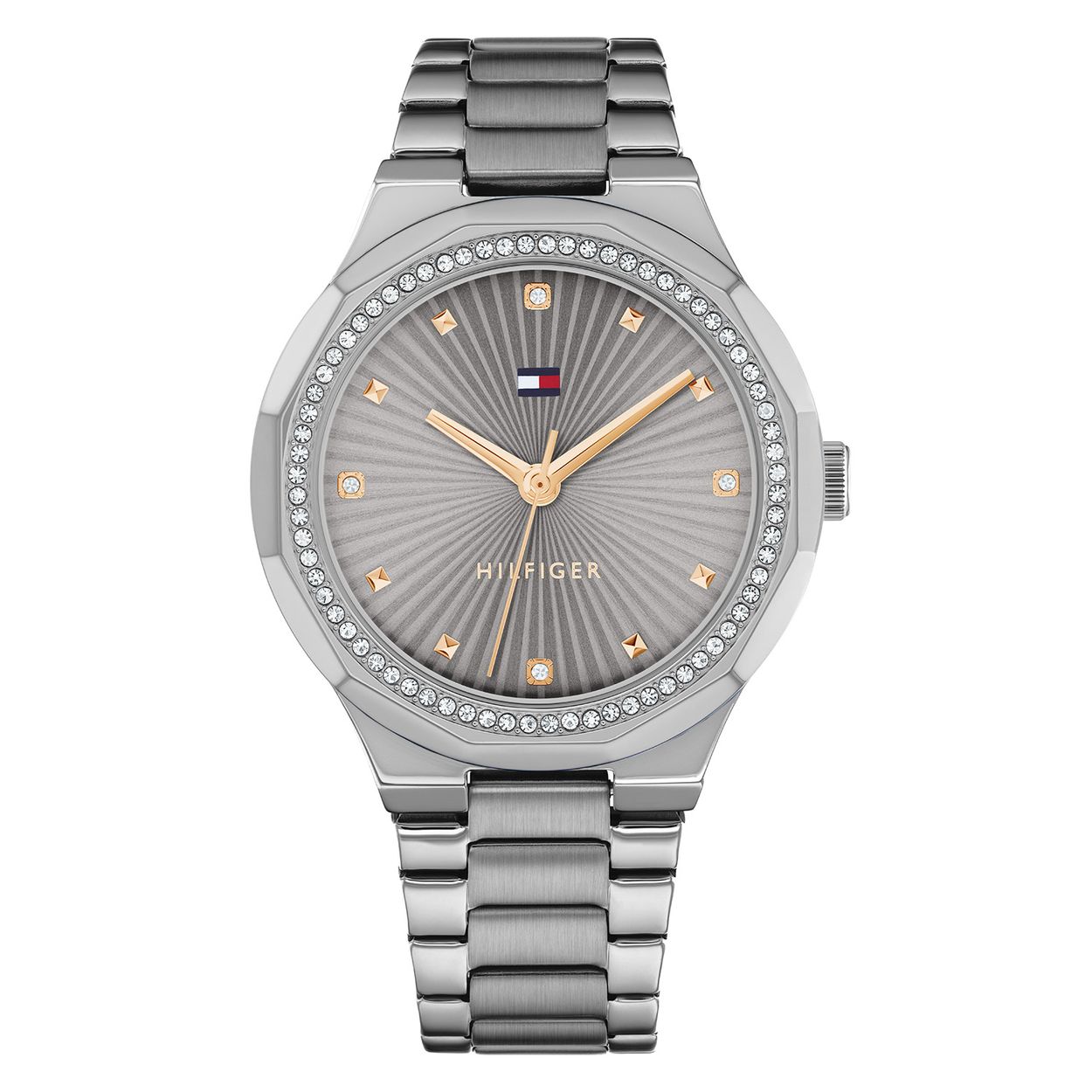 Tommy Hilfiger TH1782727 Horloge Dames Staal Gunmetal 36mm
Dit specifieke horloge van Tommy Hilfiger uit de Piper serie met artikelnr: TH1782727 is een luxe sportief dameshorloge die niet in je collectie mag ontbreken. Het stalen dameshorloge heeft een ronde gunmetal kast met een bezel vol kristallen en een gunmetal sunray wijzerplaat. De uren worden tevens weergegeven met kristallen. De gunmetal schakelband is op lengte verstelbaar en heeft een vouwsluiting. Het horloge heeft een mineraalglas, een doorsnee van 36mm en is 3ATM.  

Het merk:
Sinds de lancering van het merk in 1985 is Tommy Hilfiger wereldwijd bekend geworden als pionier van de klassieke Amerikaanse coole stijl. Geïnspireerd door de iconische popcultuur en het Amerikaanse erfgoed. De dames en herencollectie van dit seizoen bestaan uit minimalistische silhouetten en rustieke lederen details. De herenhorlogecollectie biedt iconische uurwerken met roestvrijstalen, lederen en siliconen banden.

Specificaties:
- Mineraalglas
- Ronde kast 36mm
- Gunmetal horlogekast
- Gunmetal wijzerplaat met kristallen
- Gunmetal schakelband 
- 3ATM