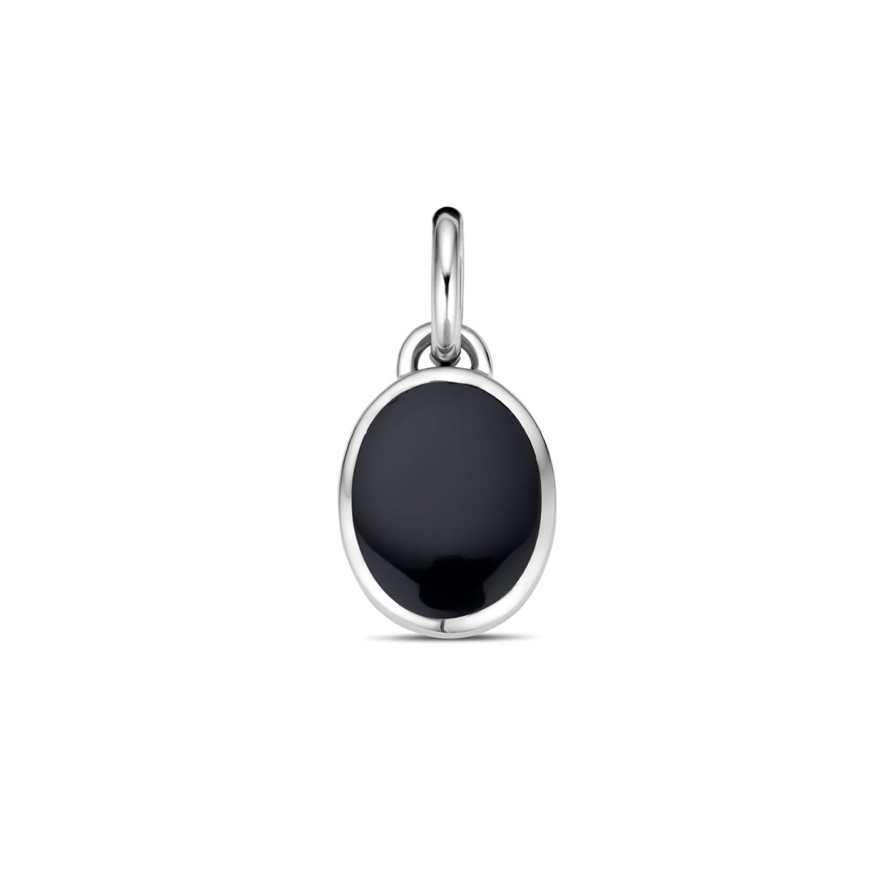 Gerhodineerd 925 zilveren hanger uitgevoerd met onyx. De hanger heeft een totale hoogte van 20mm en een breedte van 10mm.