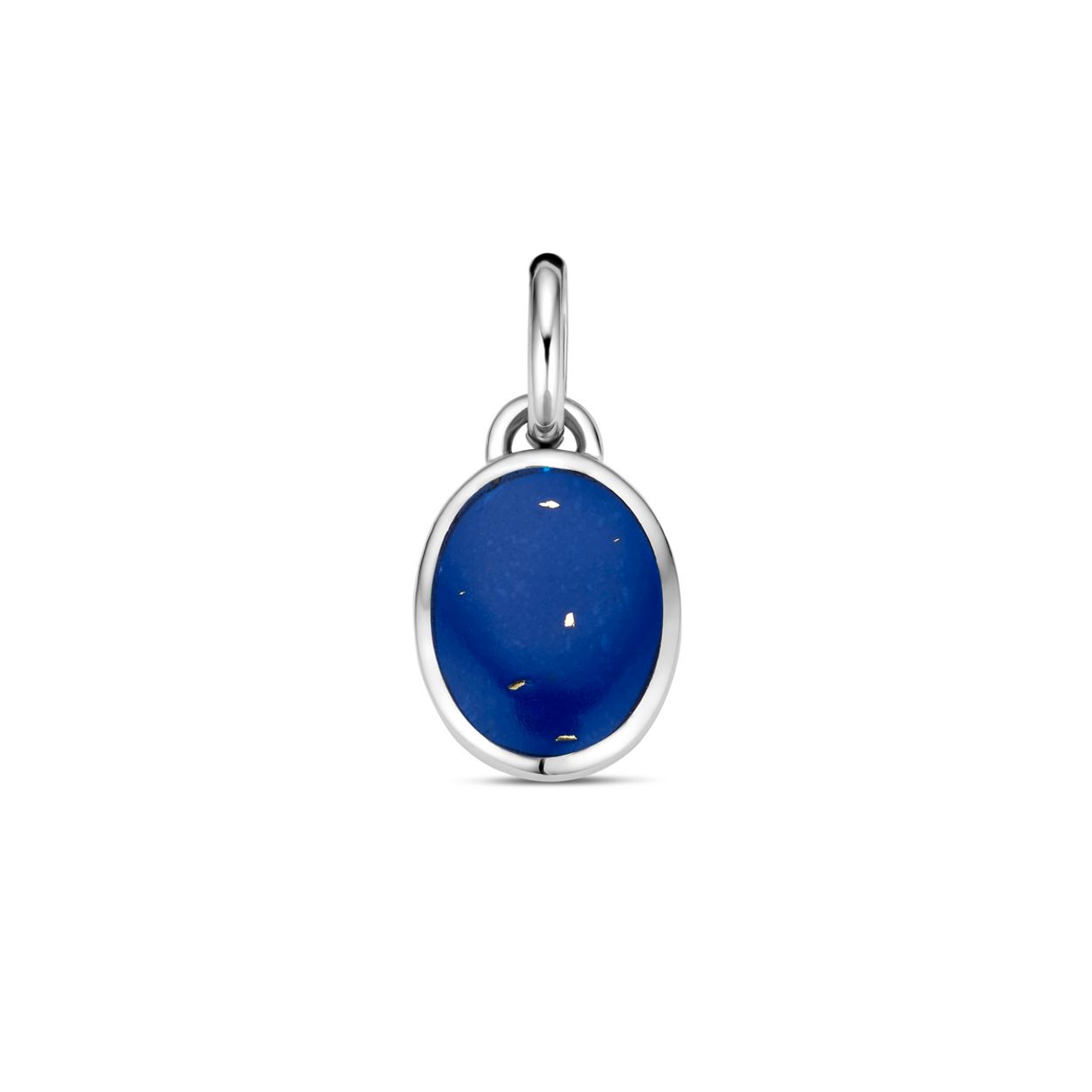 Gerhodineerd 925 zilveren hanger uitgevoerd met lapis. De hanger heeft een totale hoogte van 20mm en een breedte van 10mm.
