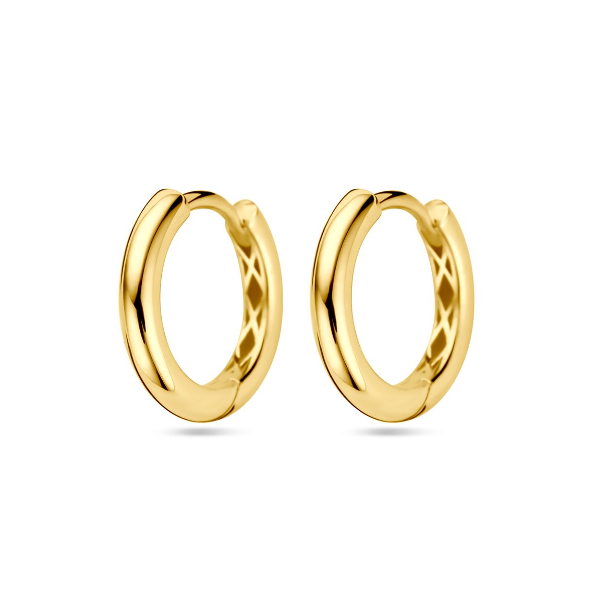 14k Geelgouden klapoorringen. De oorringen hebben een afmeting van 13x2.5mm.