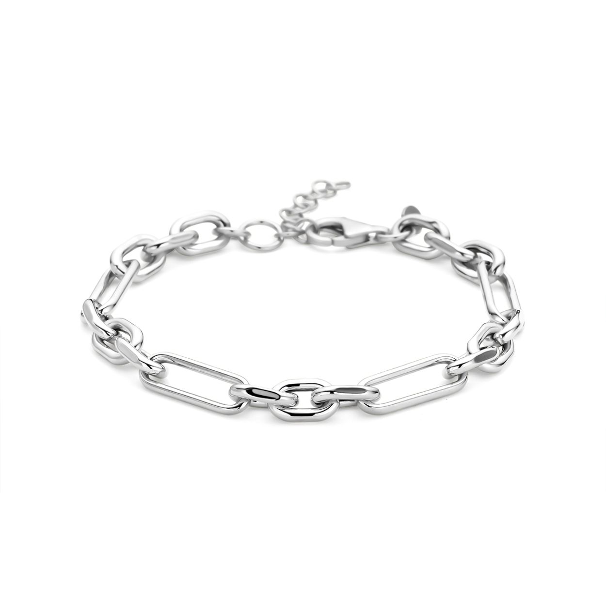 Gerhodineerd 925 zilveren anker armband. De armband heeft een draaglengte van 18mm en een extensie van 3mm. De schakelbreedte is 6.5mm. Uitgevoerd met een karabijn sluiting.