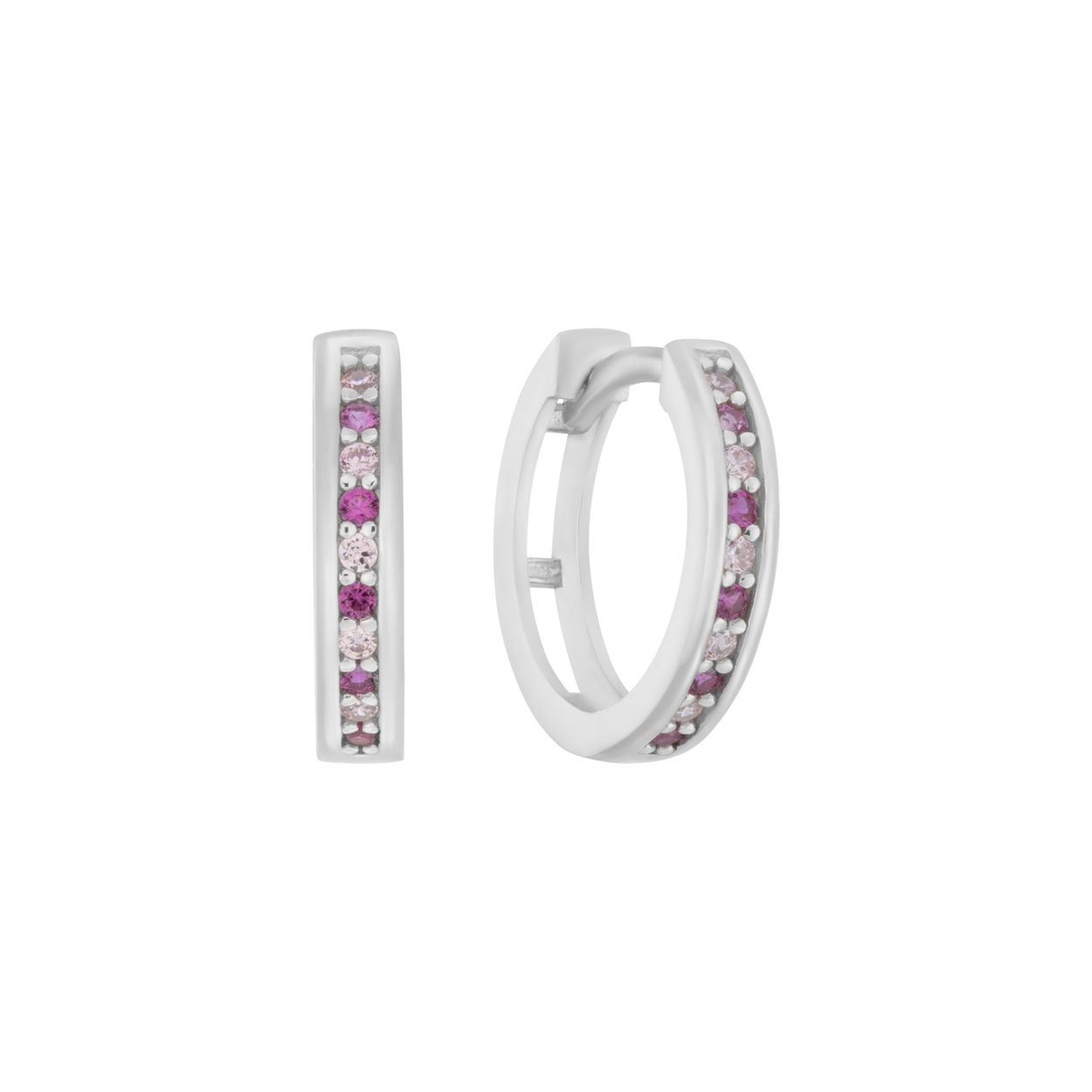 Zilveren Klapoorringen met Roze Multi Colour Zirkonia