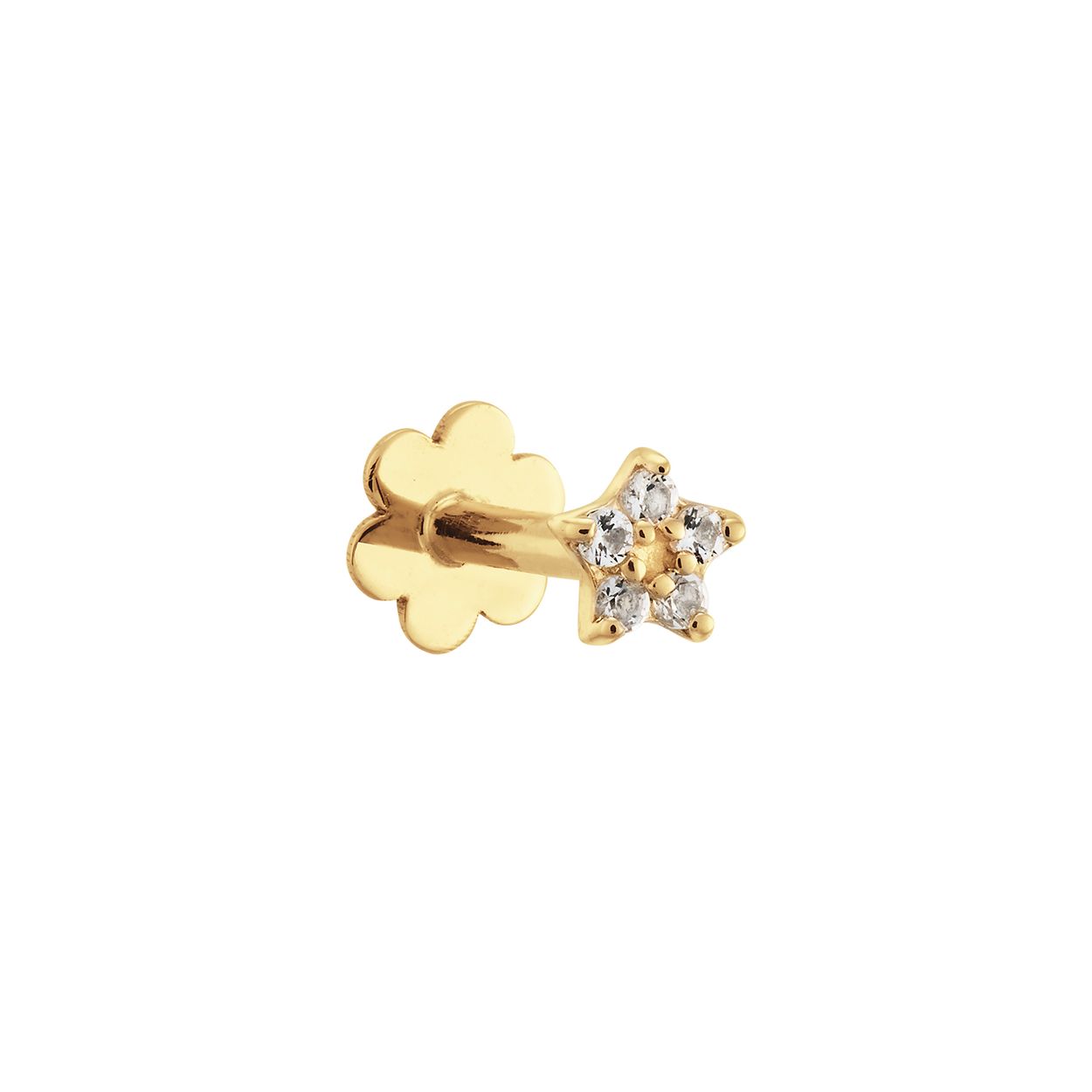De 14 karaat gouden Star White Topaz piercing met 2 schroefstaafjes en een bloemetje als achterkant, maken het in- en uitdoen heel makkelijk! Je kunt ze ook inhouden als je gaat slapen. Voeg als finishing touch een piercing toe aan je Jackie earparty!

Tropical Paradise
Dat Jackie van reizen houdt is geen geheim. Voor haar 14 karaat gouden sieradencollectie heeft zij zich deze keer laten inspireren door de tropen.
Haar Tropical Paradise collectie biedt een mix van elegantie en avontuur. Voel de zon schijnen waar je ook bent!

Weelderige jungles, azuurblauwe oceanen en de schittering van de zon op witte zandstranden: de ontwerpen met edelstenen zijn een weerspiegeling van Jackie’s mooiste herinneringen. Of het een dag op kantoor is of een avondje uit, deze sieraden voegen een vleugje exotische allure toe aan elke gelegenheid.

Het merk
Jackie is hét 14 karaat gouden on trend sieradenmerk. De collecties zijn geïnspireerd op de reizen die ik maak, van stedentrips tot exotische oorden. Elk gouden sieraad is helemaal van nu, handgemaakt door Europese goudsmeden en vervaardigd van overwegend gerecycled goud met echte edelstenen en zoetwaterparels. Elke collectie is dan ook met veel liefde en passie samengesteld. Mijn Jackie sieraden zijn de perfecte finishing touch voor iedere outfit!

Specificaties
- Oorsieraad wit topaas
- Materiaal: 14 Karaat - Geelgoud - 585
- Stervorm 3mm