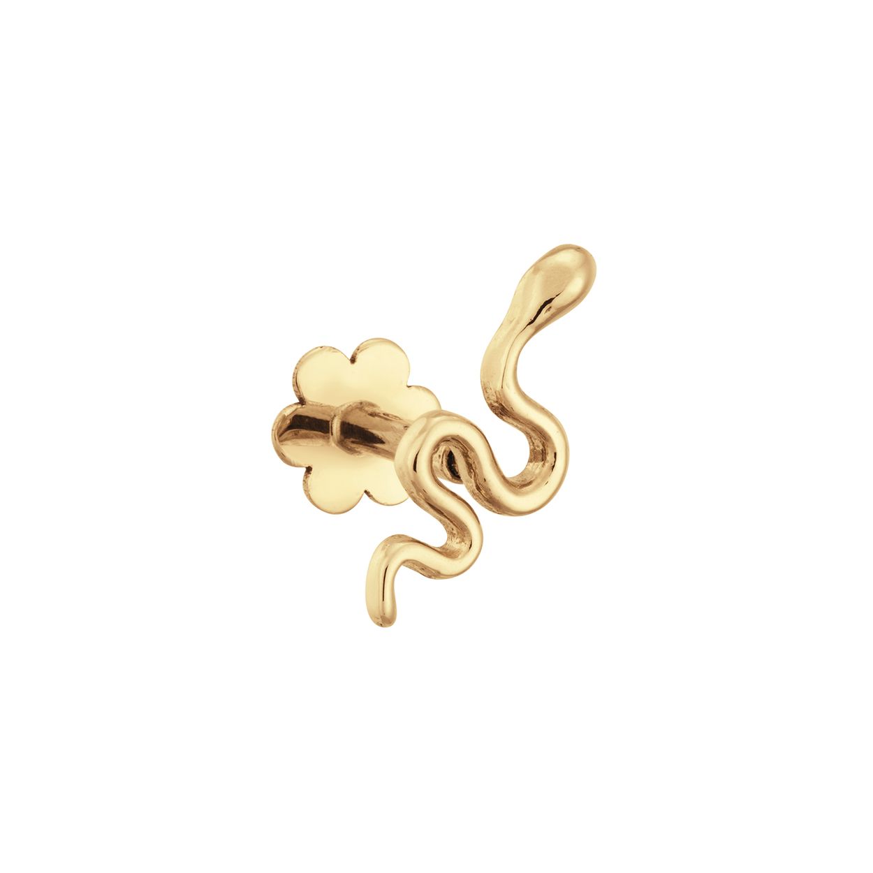 De 14 karaat gouden Snake piercing met 2 schroefstaafjes en een bloemetje als achterkant, maken het in- en uitdoen heel makkelijk! Je kunt ze ook inhouden als je gaat slapen. Voeg als finishing touch een piercing toe aan je Jackie earparty!              
                                                 
Tropical Paradise
Dat Jackie van reizen houdt is geen geheim. Voor haar 14 karaat gouden sieradencollectie heeft zij zich deze keer laten inspireren door de tropen.
Haar Tropical Paradise collectie biedt een mix van elegantie en avontuur. Voel de zon schijnen waar je ook bent!

Weelderige jungles, azuurblauwe oceanen en de schittering van de zon op witte zandstranden: de ontwerpen met edelstenen zijn een weerspiegeling van Jackie’s mooiste herinneringen. Of het een dag op kantoor is of een avondje uit, deze sieraden voegen een vleugje exotische allure toe aan elke gelegenheid.

Het merk
Jackie is hét 14 karaat gouden on trend sieradenmerk. De collecties zijn geïnspireerd op de reizen die ik maak, van stedentrips tot exotische oorden. Elk gouden sieraad is helemaal van nu, handgemaakt door Europese goudsmeden en vervaardigd van overwegend gerecycled goud met echte edelstenen en zoetwaterparels. Elke collectie is dan ook met veel liefde en passie samengesteld. Mijn Jackie sieraden zijn de perfecte finishing touch voor iedere outfit!

Specificaties
- Oorsieraad 
- Materiaal: 14 Karaat - Geelgoud - 585
- Lengte 10mm