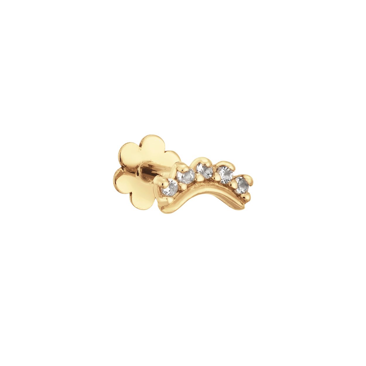 De 14 karaat gouden Curve White Topaz piercing met 2 schroefstaafjes en een bloemetje als achterkant, maken het in- en uitdoen heel makkelijk! Je kunt ze ook inhouden als je gaat slapen. Voeg als finishing touch een piercing toe aan je Jackie earparty!

Tropical Paradise
Dat Jackie van reizen houdt is geen geheim. Voor haar 14 karaat gouden sieradencollectie heeft zij zich deze keer laten inspireren door de tropen.
Haar Tropical Paradise collectie biedt een mix van elegantie en avontuur. Voel de zon schijnen waar je ook bent!

Weelderige jungles, azuurblauwe oceanen en de schittering van de zon op witte zandstranden: de ontwerpen met edelstenen zijn een weerspiegeling van Jackie’s mooiste herinneringen. Of het een dag op kantoor is of een avondje uit, deze sieraden voegen een vleugje exotische allure toe aan elke gelegenheid.

Het merk
Jackie is hét 14 karaat gouden on trend sieradenmerk. De collecties zijn geïnspireerd op de reizen die ik maak, van stedentrips tot exotische oorden. Elk gouden sieraad is helemaal van nu, handgemaakt door Europese goudsmeden en vervaardigd van overwegend gerecycled goud met echte edelstenen en zoetwaterparels. Elke collectie is dan ook met veel liefde en passie samengesteld. Mijn Jackie sieraden zijn de perfecte finishing touch voor iedere outfit!

Specificaties
- Oorsieraad wit topaas
- Materiaal: 14 Karaat - Geelgoud - 585
- Lengte 6mm