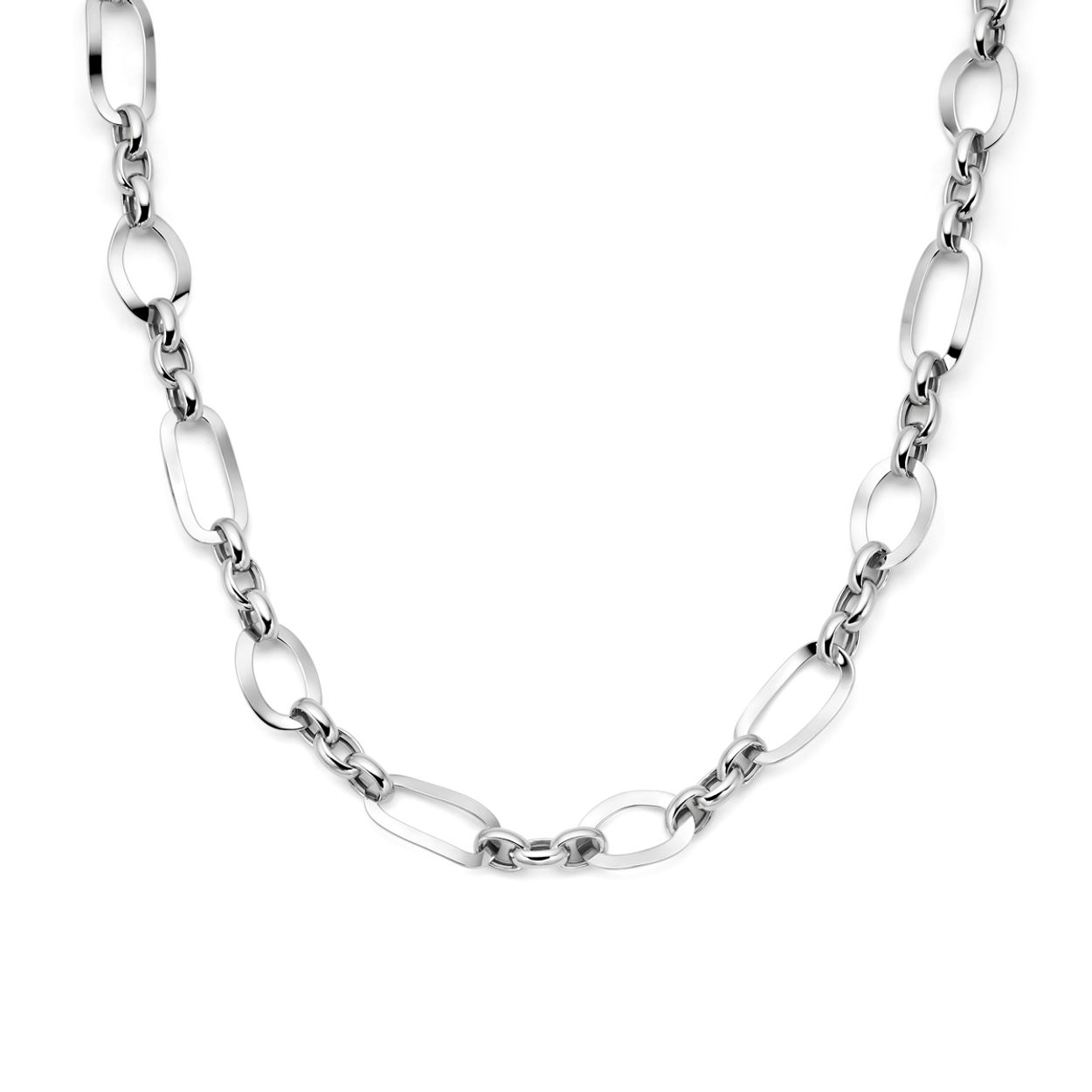 Zilveren anker collier. Het collier heeft een draaglengte vanaf 46cm. De schakelbreedte is 11.5mm. Uitgevoerd met een karabijn sluiting.