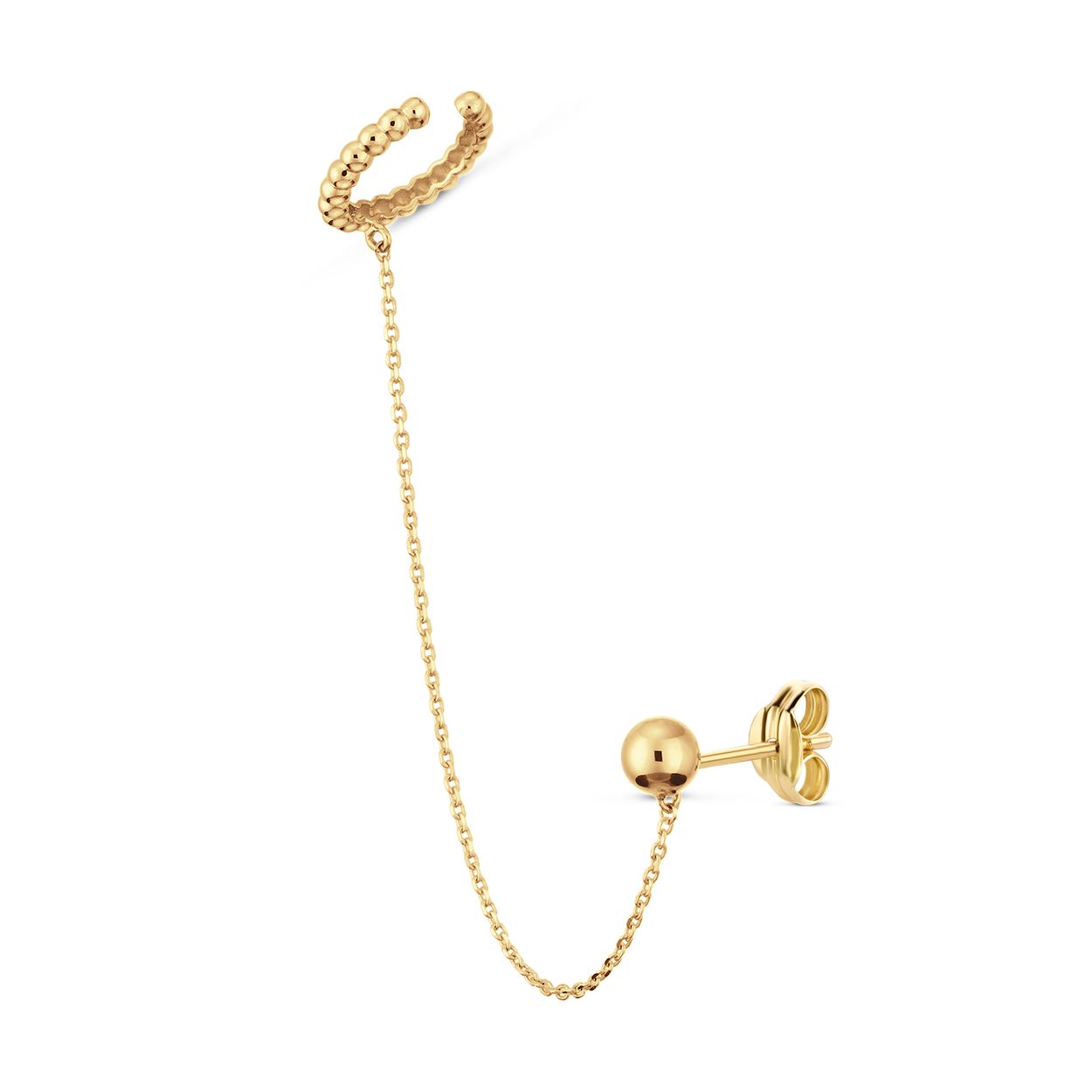 Met deze 14 karaat gouden Jackie Single Cuff stud raak jij nooit meer een earcuff kwijt. De cuff zit namelijk verbonden aan de stud. Dé perfecte finishing touch voor jouw earparty!

Tropical Paradise
Dat Jackie van reizen houdt is geen geheim. Voor haar 14 karaat gouden sieradencollectie heeft zij zich deze keer laten inspireren door de tropen.
Haar Tropical Paradise collectie biedt een mix van elegantie en avontuur. Voel de zon schijnen waar je ook bent!

Weelderige jungles, azuurblauwe oceanen en de schittering van de zon op witte zandstranden: de ontwerpen met edelstenen zijn een weerspiegeling van Jackie’s mooiste herinneringen. Of het een dag op kantoor is of een avondje uit, deze sieraden voegen een vleugje exotische allure toe aan elke gelegenheid.

Het merk
Jackie is hét 14 karaat gouden on trend sieradenmerk. De collecties zijn geïnspireerd op de reizen die ik maak, van stedentrips tot exotische oorden. Elk gouden sieraad is helemaal van nu, handgemaakt door Europese goudsmeden en vervaardigd van overwegend gerecycled goud met echte edelstenen en zoetwaterparels. Elke collectie is dan ook met veel liefde en passie samengesteld. Mijn Jackie sieraden zijn de perfecte finishing touch voor iedere outfit!

Specificaties
- Oorsieraad
- Materiaal: 14 Karaat - Geelgoud - 585
- Cuff Stud 2mm
- Lengte 2mm