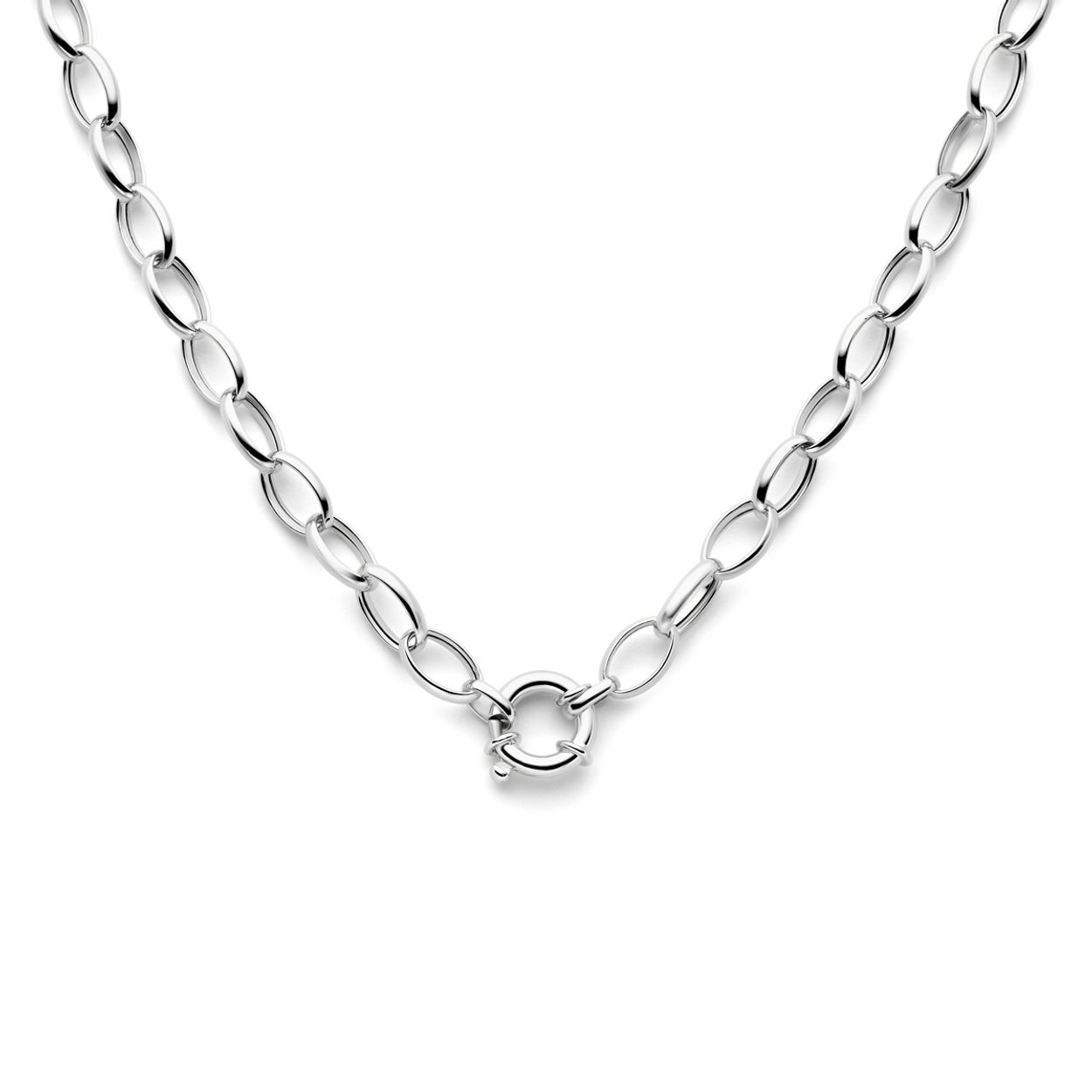 Gerhodineerd 925 zilveren collier. Het collier heeft een draaglengte van 43cm. De schakelbreedte is 8.3mm. Uitgevoerd met een groot veerslot.