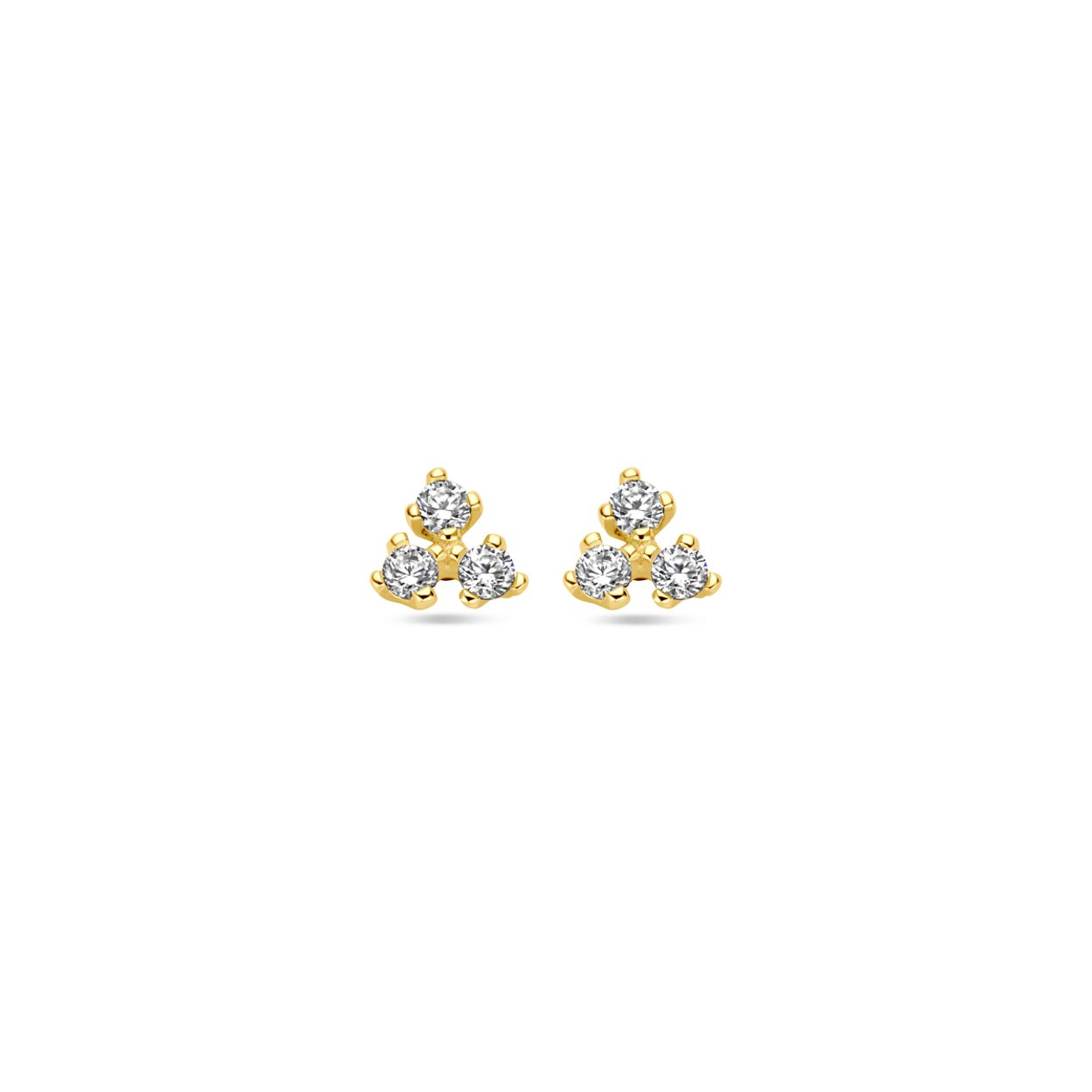 14 karaat  Geelgouden oorknoppen uitgevoerd met zirkonia. De oorknoppen hebben een afmeting van 3.5x4mm.