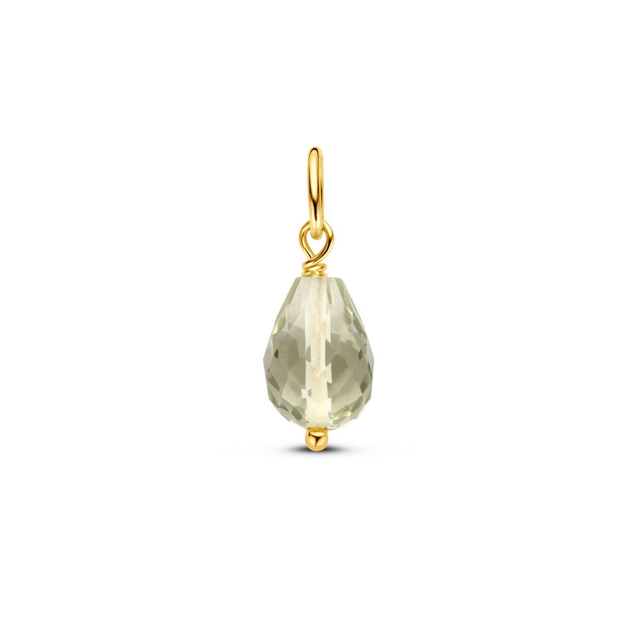 14k Geelgouden hanger uitgevoerd met amethist. De hanger heeft een totale hoogte van 15mm.