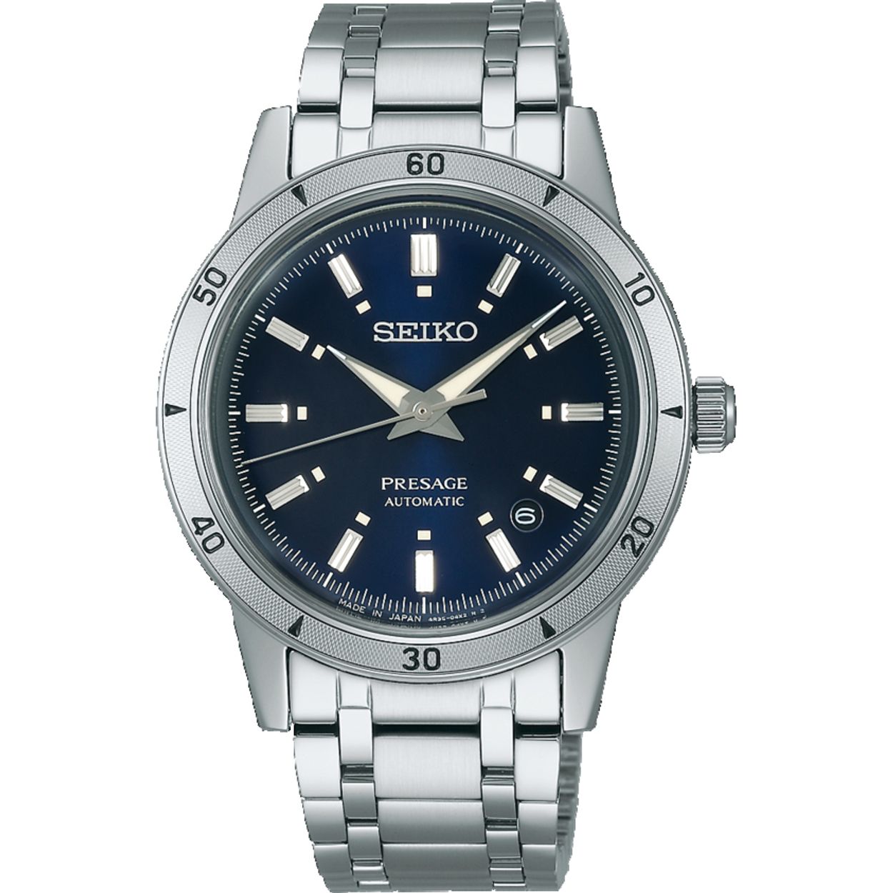 Dit is een herenhorloge van het merk Seiko. Het is een analoog horloge gemaakt van staal. De diameter van de kast is 39.5 mm en de kast is 12 mm dik.
De verdere specificaties van het horloge zijn als volgt:
Kastvorm: rond
Kastkleur: zilverkleurig
Kastmateriaal: staal
Bandbreedte: 20 mm
Bandlengte: 254.5 mm
Sluiting: vouwsluiting met drukker
Wijzerplaatkleur: blauw
Glassoort: hardlex mineraal glas
Waterdichtheid: 5 ATM
Techniek: automaat