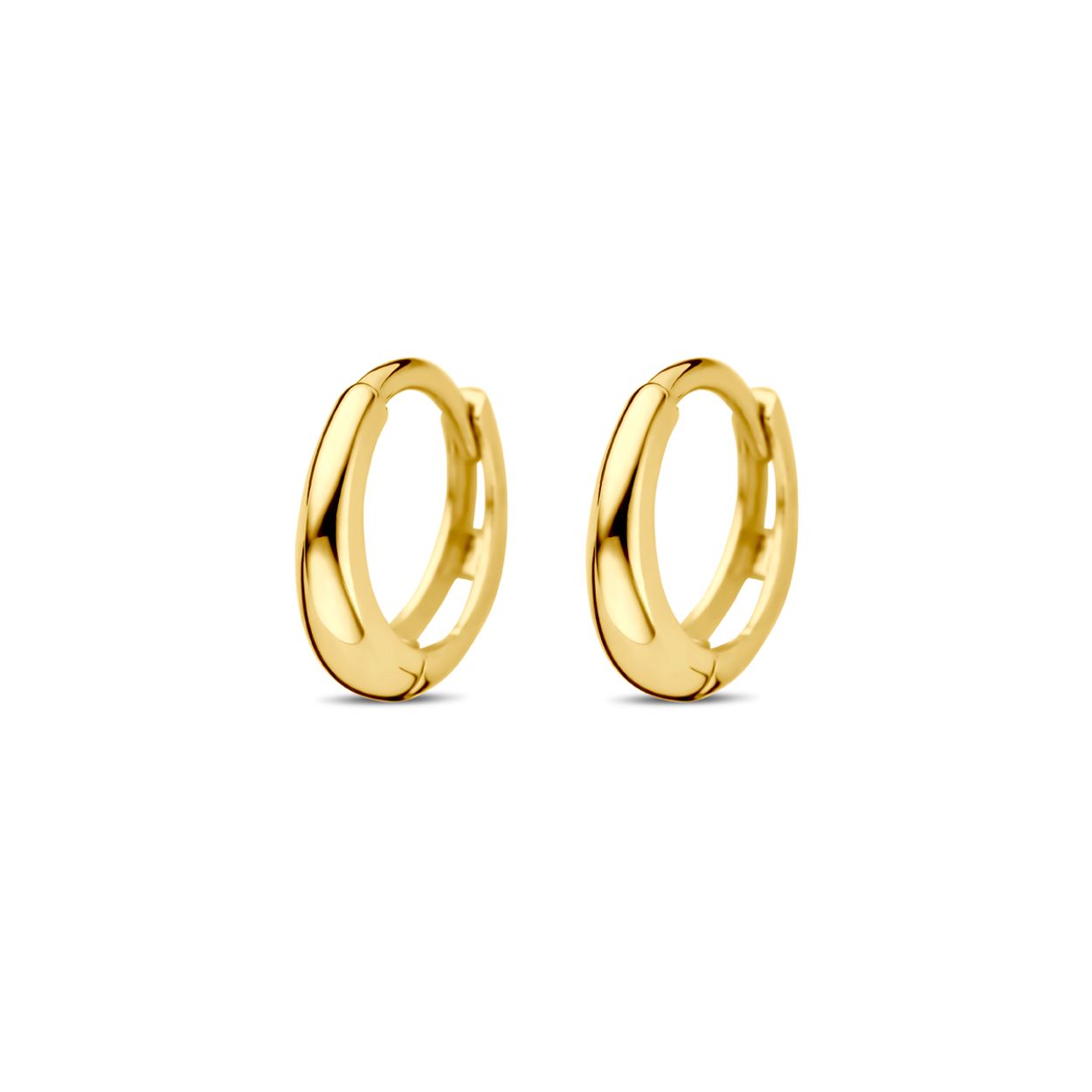 14k Geelgouden klapoorringen. De oorringen hebben een diameter van 10mm.