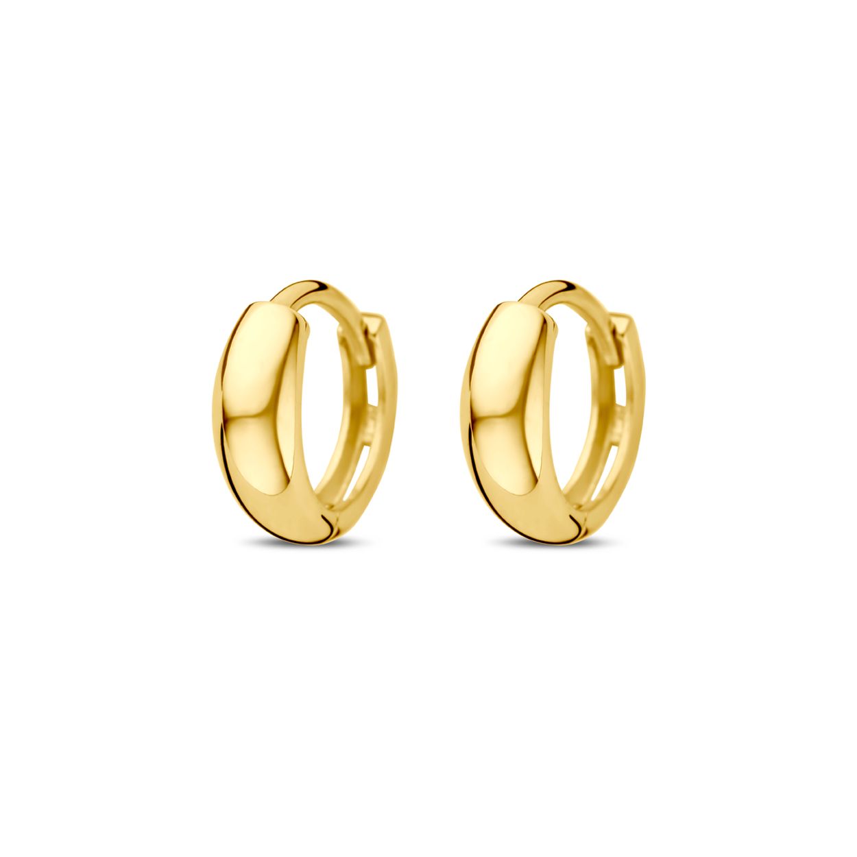 14k Geelgouden klapoorringen. De oorringen hebben een diameter van 10mm.