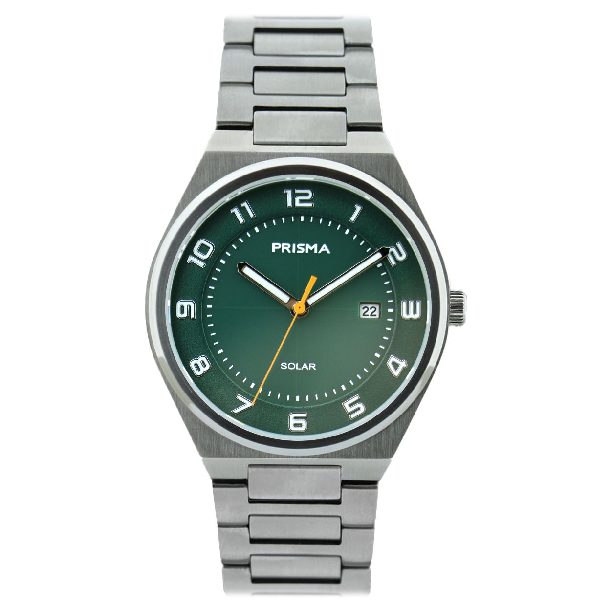 Prisma P1190 Groen wijzerplaat, solar uurwerk, solid all stainless steel 10Atm 

Algemeen
Geslacht: heren
Model: P.1190

Voordelen
- solid band all-stinless zilverkleurig
- wijzerplaat groen met witte cijfers
- boven gem. waterdicht: zwemmen/duiken
- glas is zeer krasvast
- ook voor brede pols (max. 215 mm)
- quartz
- maat kast 40mm (breedte) 9.4 mm (dikte)

