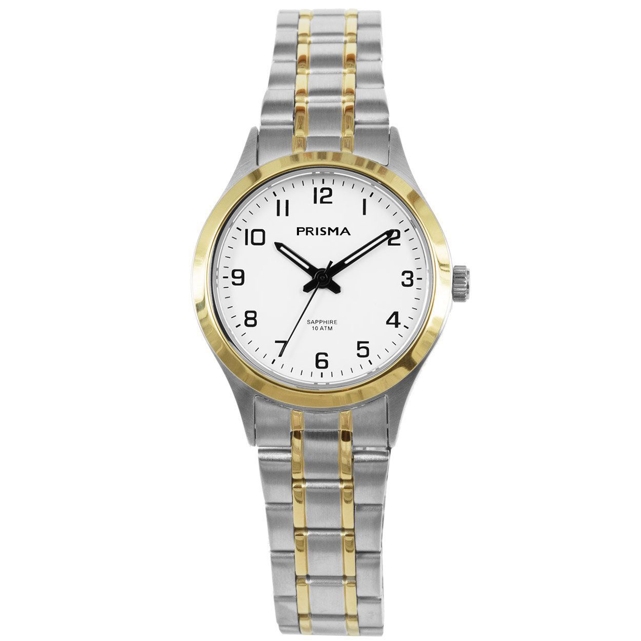 Prisma dames P2425 horloge edelstaal bicolor saffierglas 10 ATM 		
		
Algemeen		
Artikelnummer: P.2425		
Geslacht: dames		
Uurwerk: Miyota (2035 ) 		
Waterbestendigheid: 10 ATM/BAR		
		
