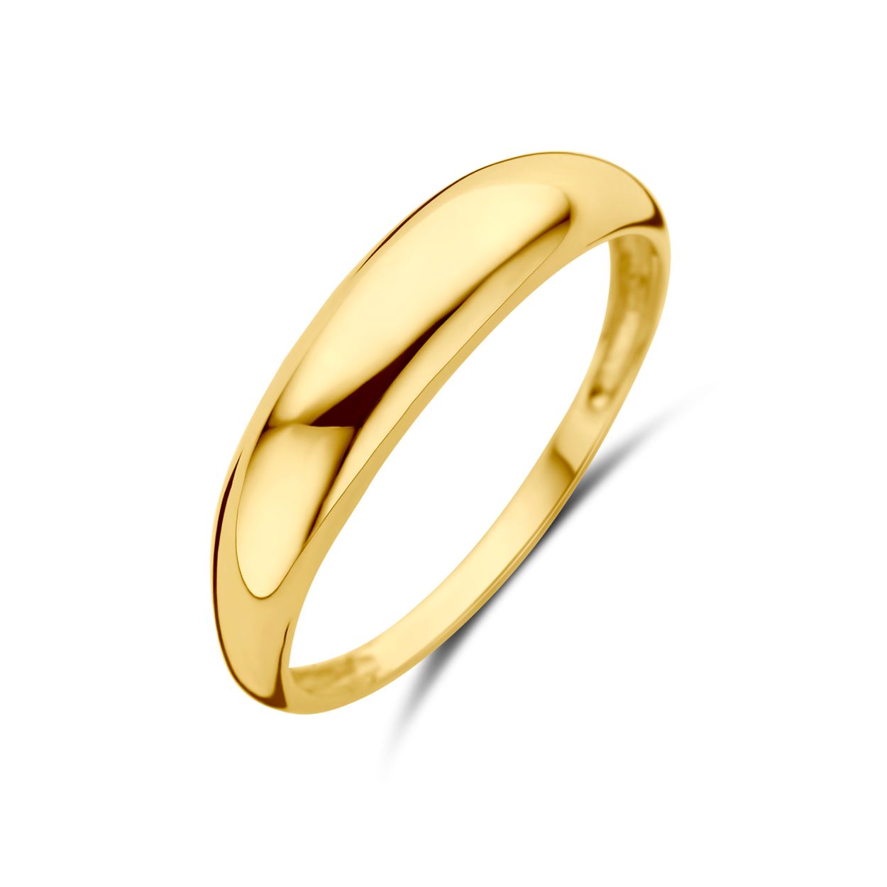 14k Geelgouden ring met een breedte van 4.5mm.