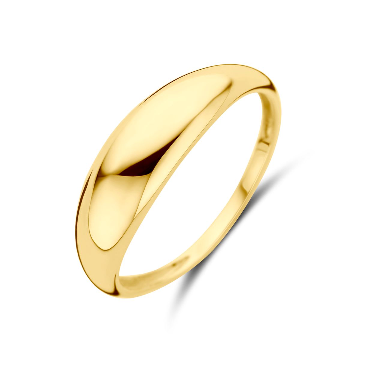 14k Geelgouden ring met een breedte van 5.5mm.