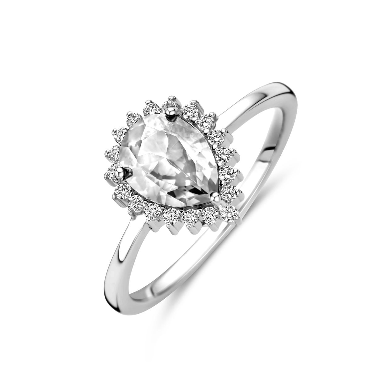 Gerhodineerd 925 zilveren ring uitgevoerd met zirkonia. De ring heeft een afmeting van 11.5x9.5mm.