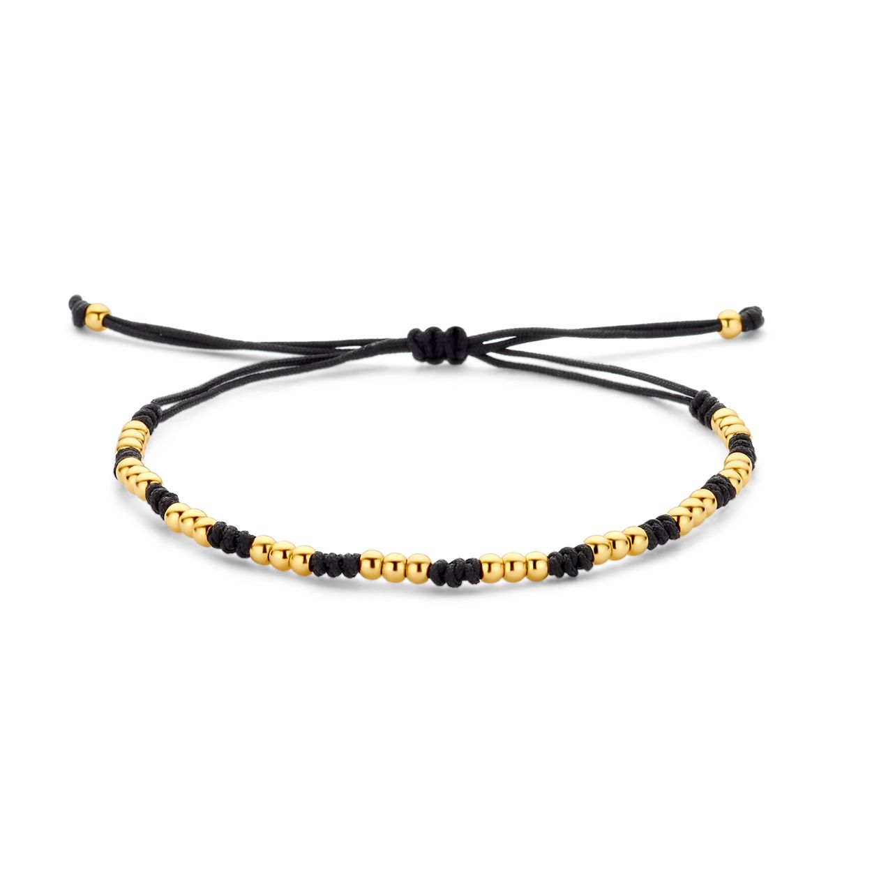 Zwart armband uitgevoerd met bolletjes.